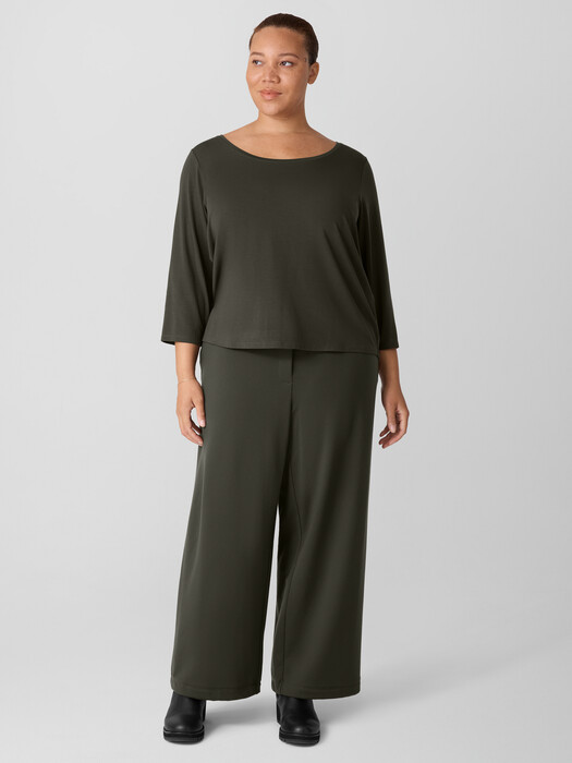 Stretch Jersey Knit Scoop Neck Top