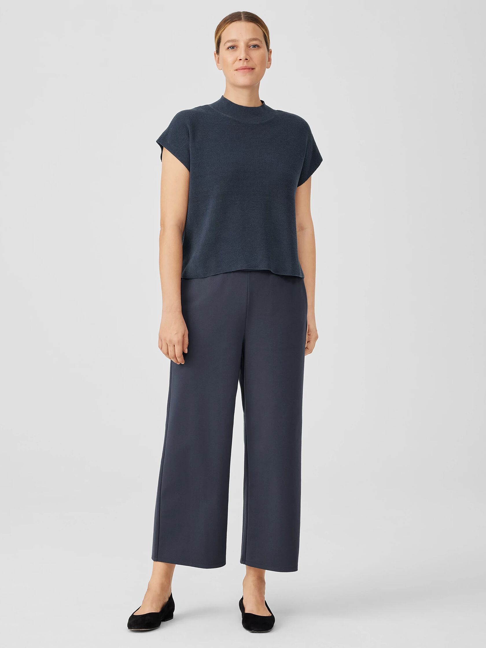 Organic Linen Cotton Mock Neck Top