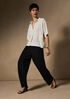 Silk Georgette Crepe Split Neck Top