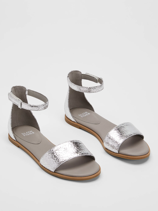 Razz Metallic Leather Ankle-Strap Sandal