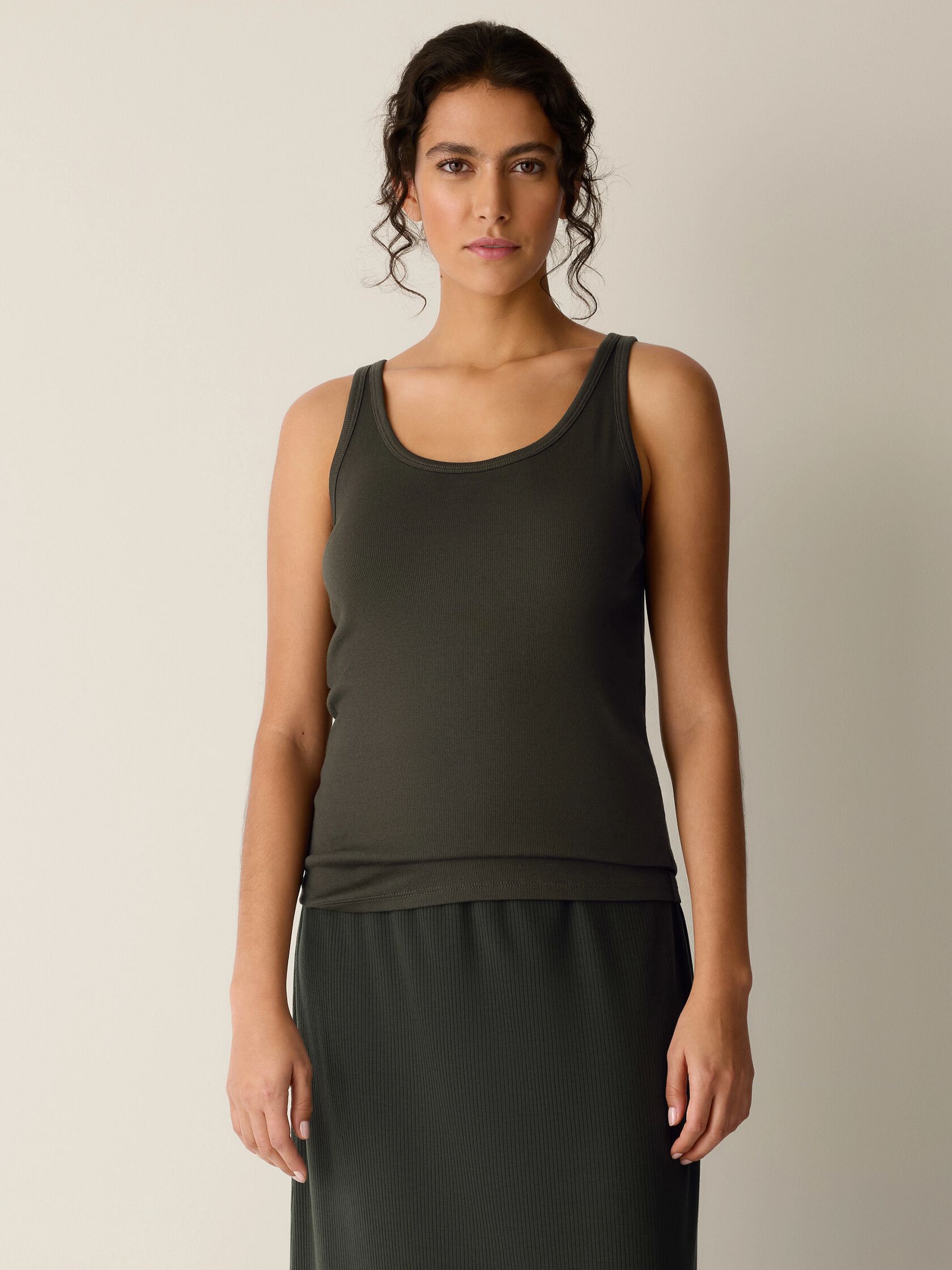 Organic Cotton Stretch Rib Scoop Neck Tank