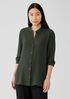 Silk Georgette Crepe Mandarin Collar Shirt