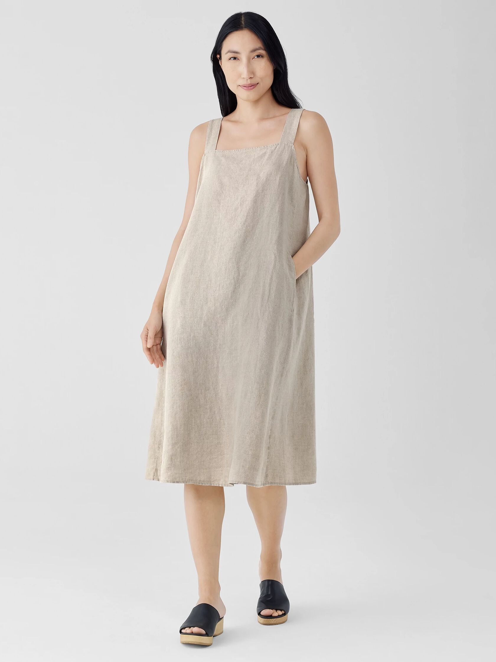 Organic Linen Square Neck Dress