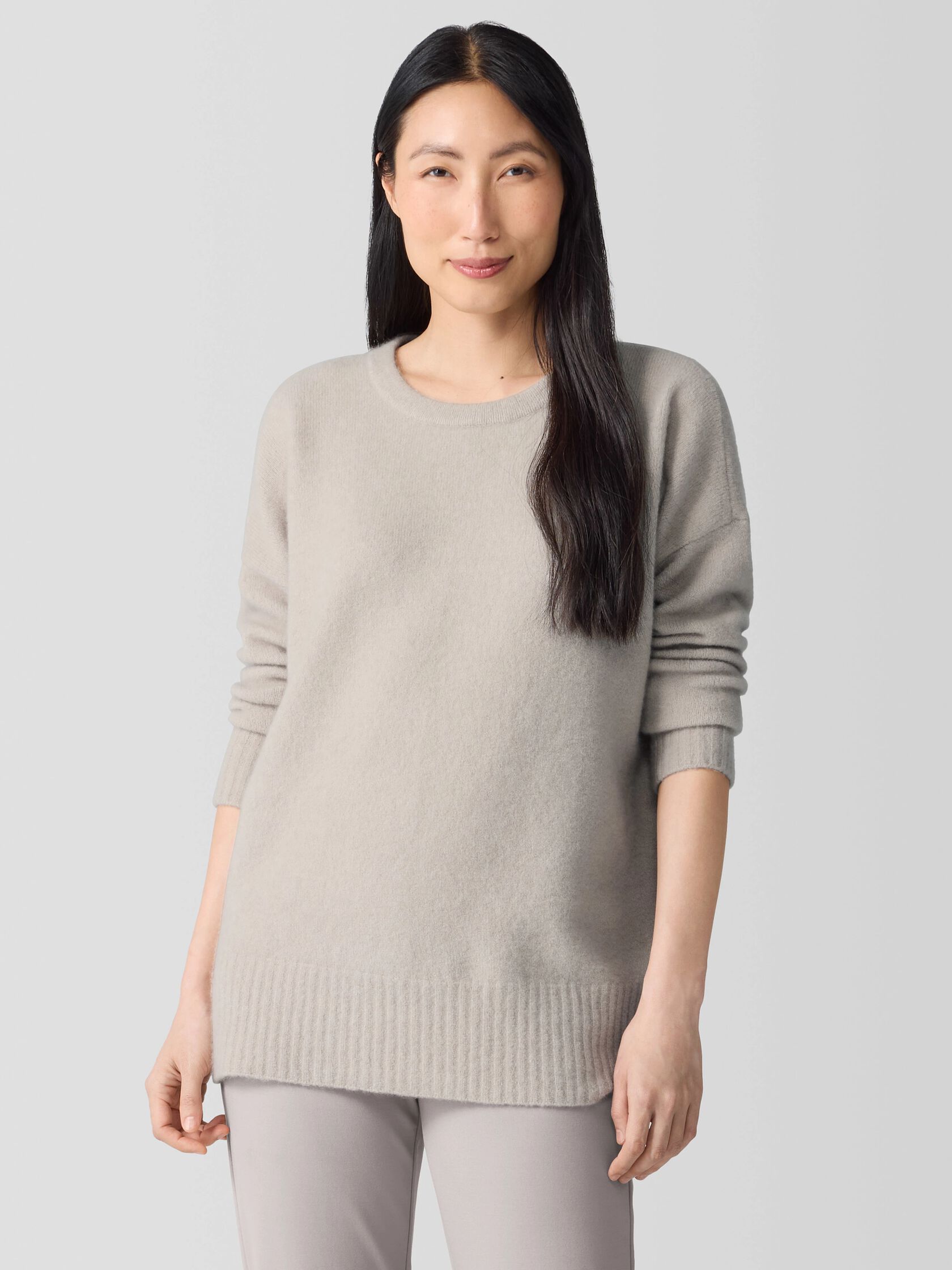 Cashmere Silk Bliss Crew Neck Long Top