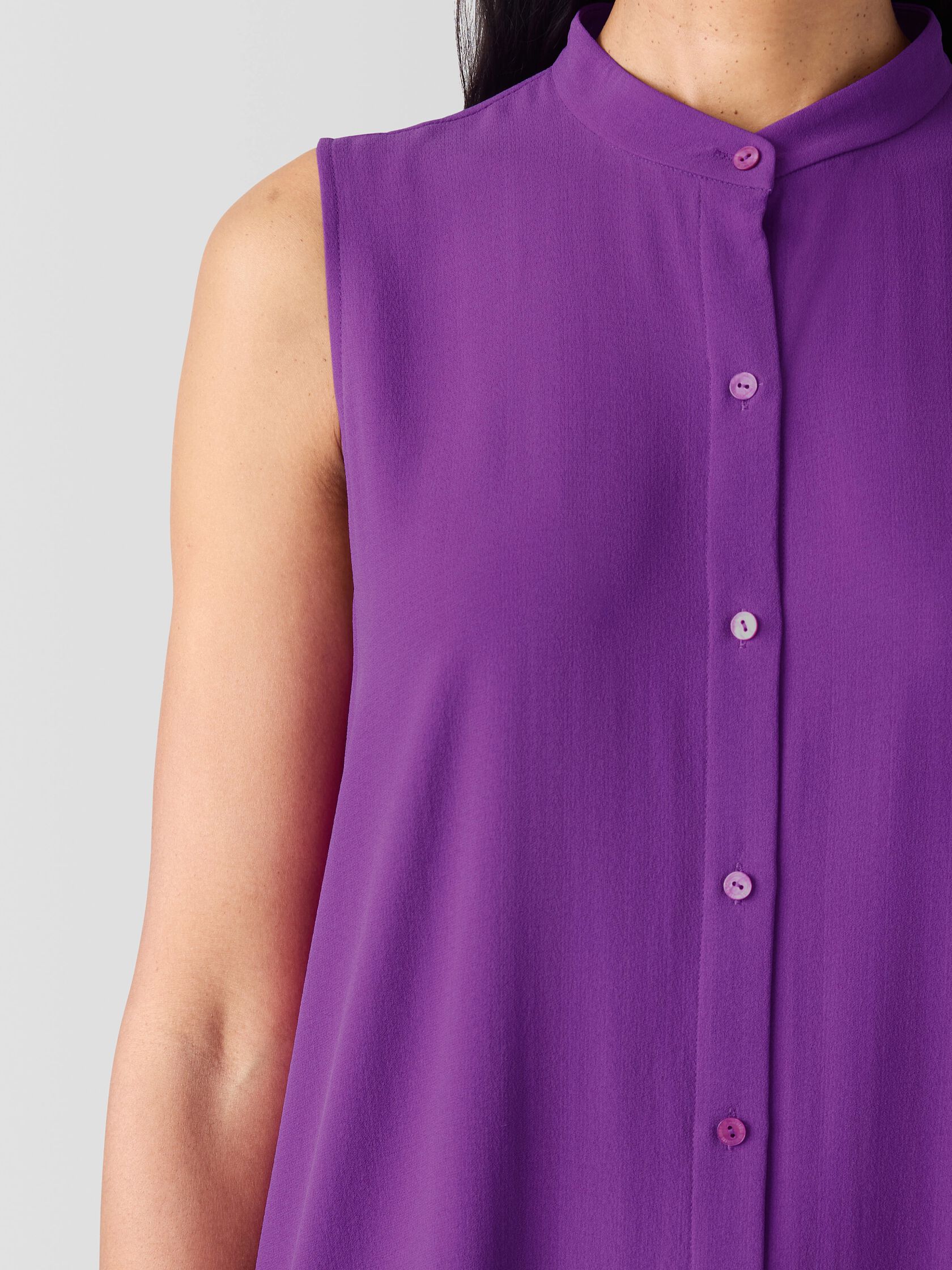 Silk Georgette Crepe Sleeveless Shirt