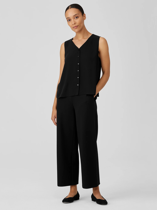 Silk Georgette Crepe V-Neck Top | EILEEN FISHER