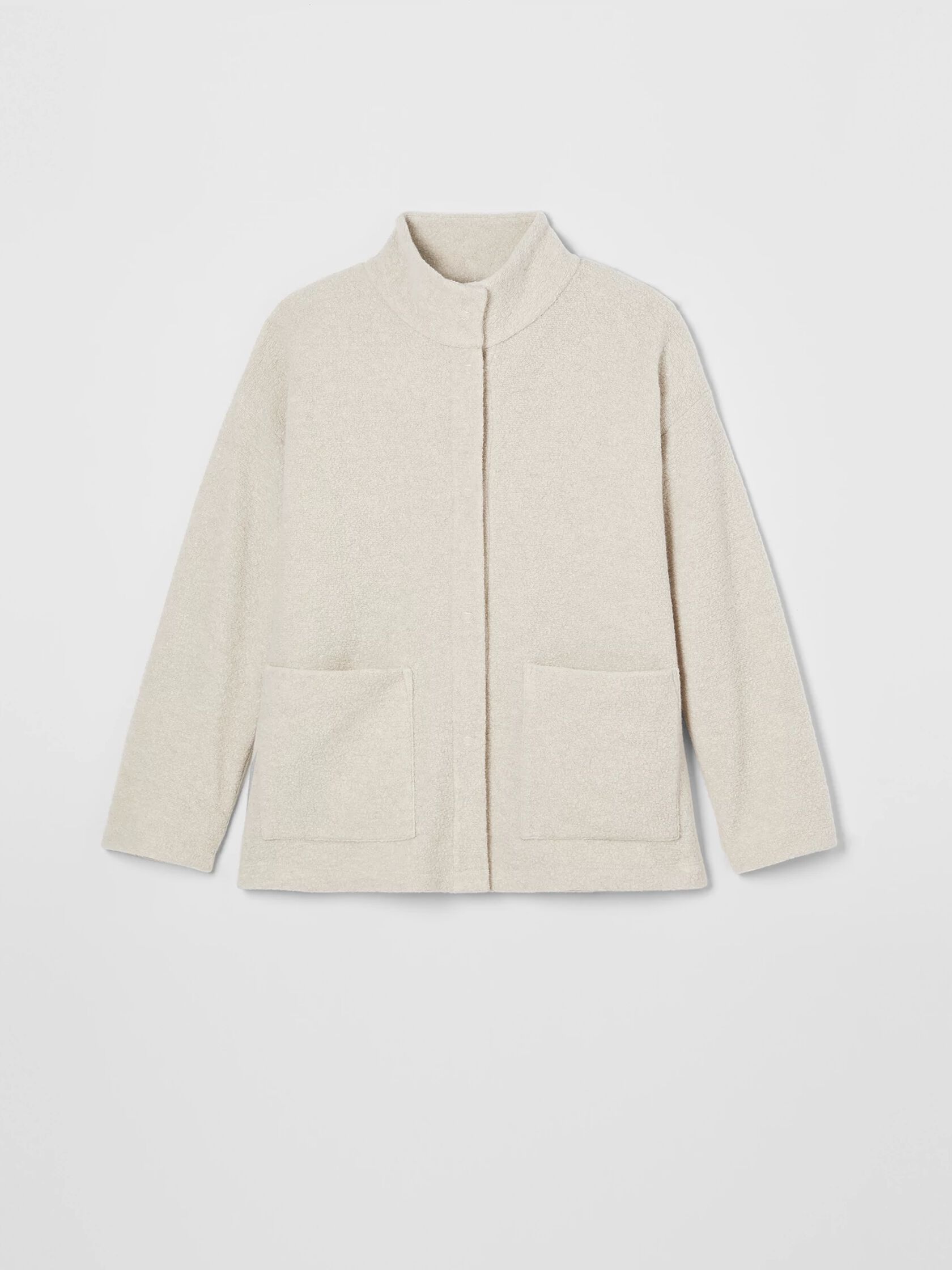 Boucle Wool Knit High Collar Jacket