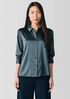 Stretch Silk Charmeuse Classic Collar Shirt