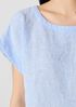 Puckered Organic Linen Stripe Ballet Neck Top