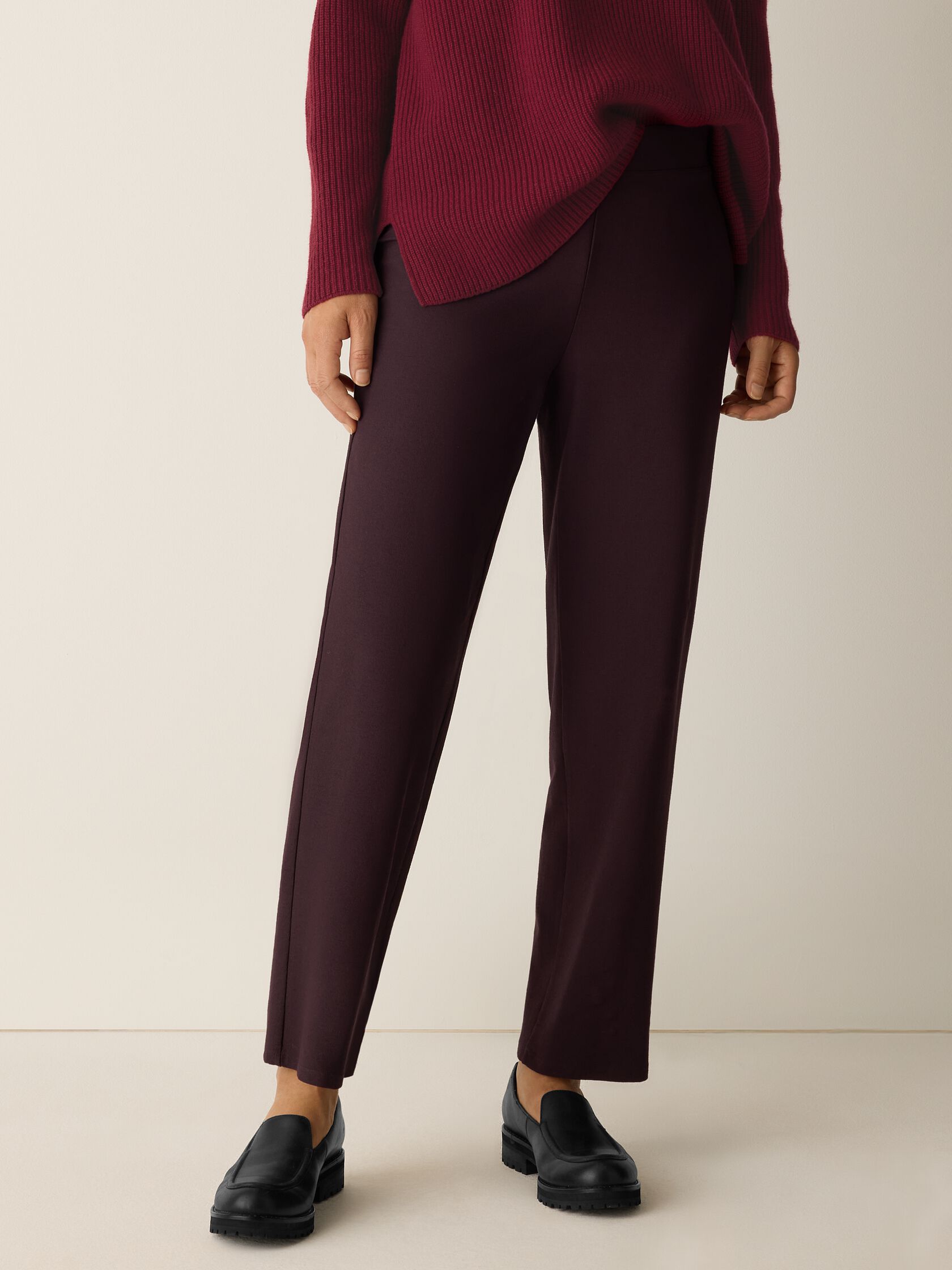 Washable Stretch Crepe Straight Pant
