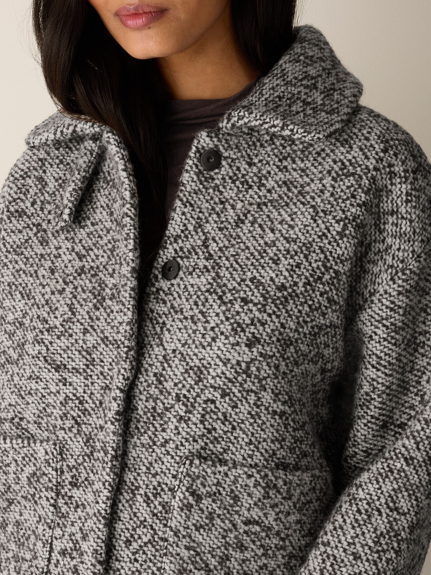 Marled Wool Tweed Classic Collar Jacket