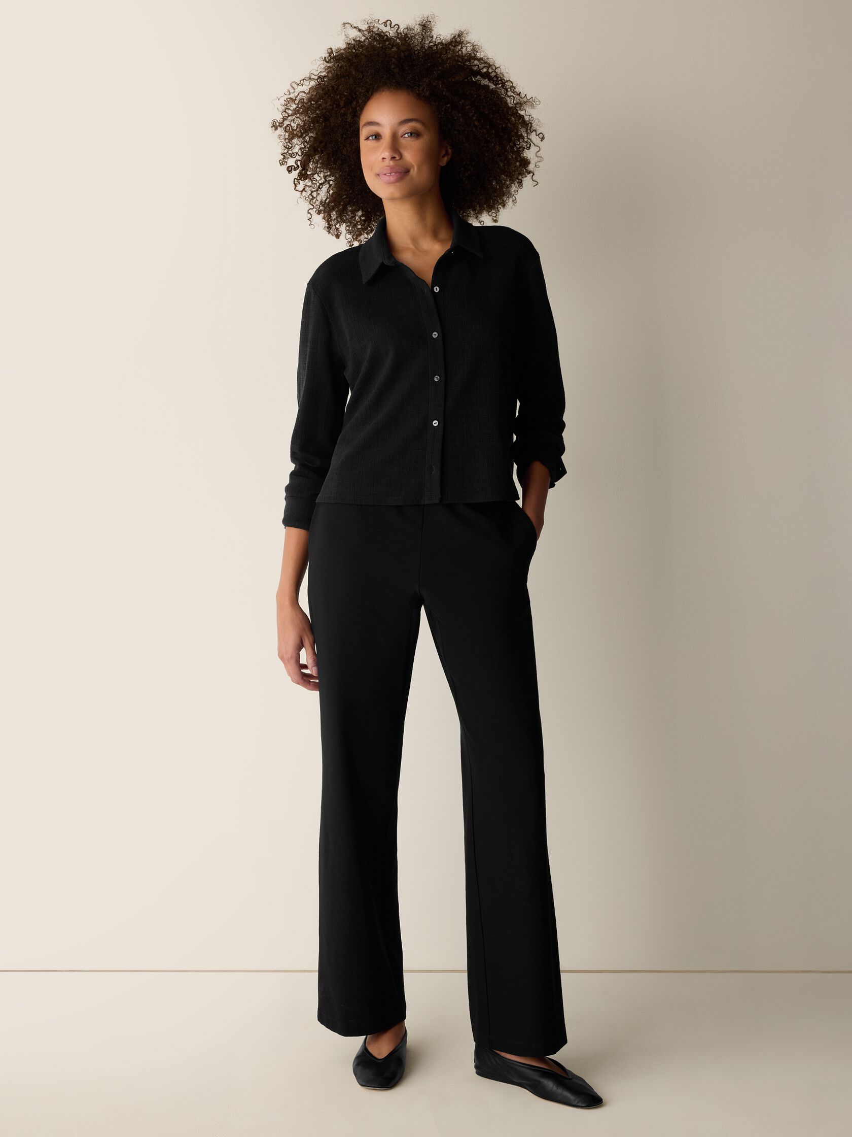 Washable Stretch Crepe Straight Pant
