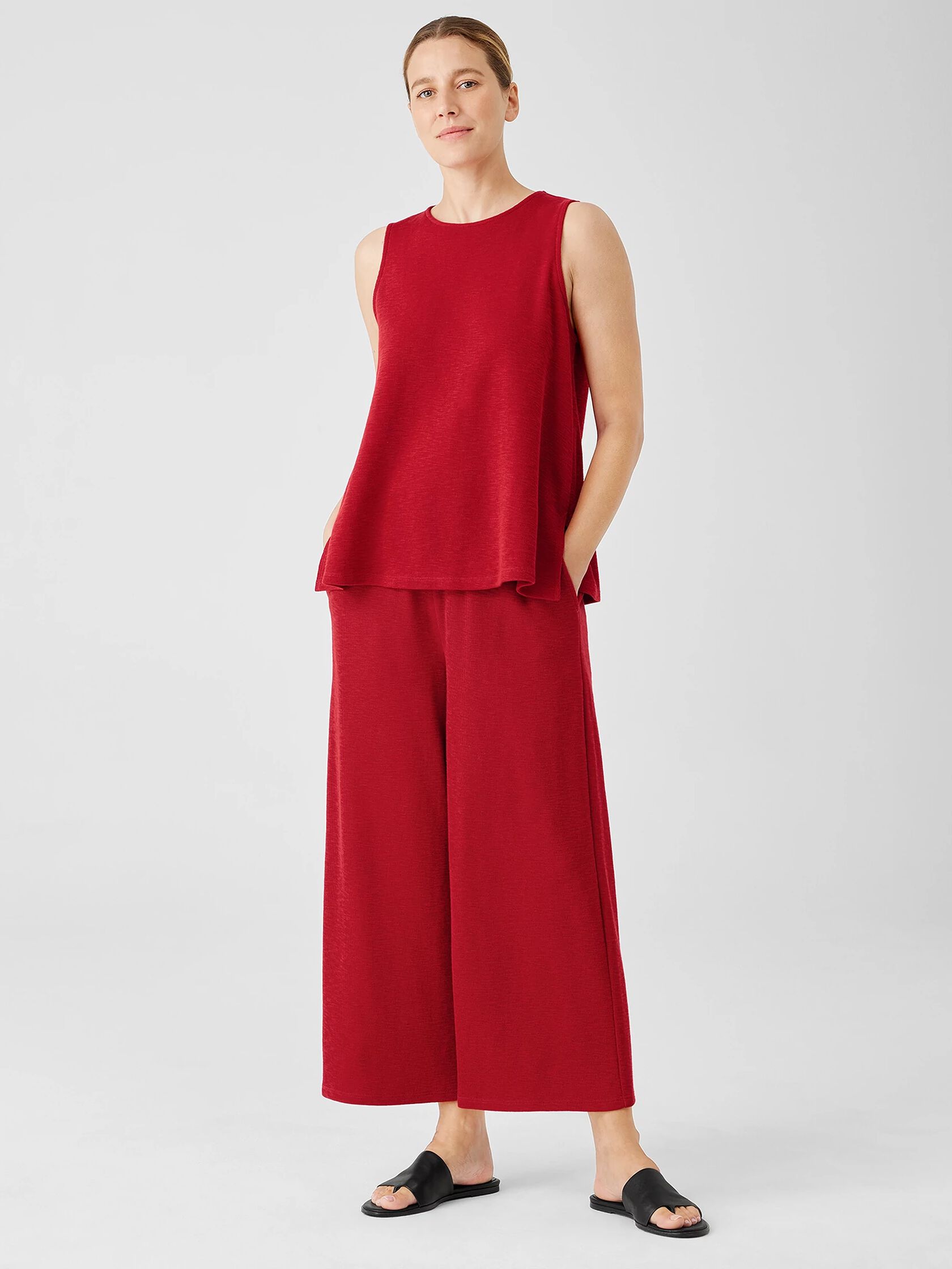 Organic Cotton Slubby Rib Knit Crew Neck Tank