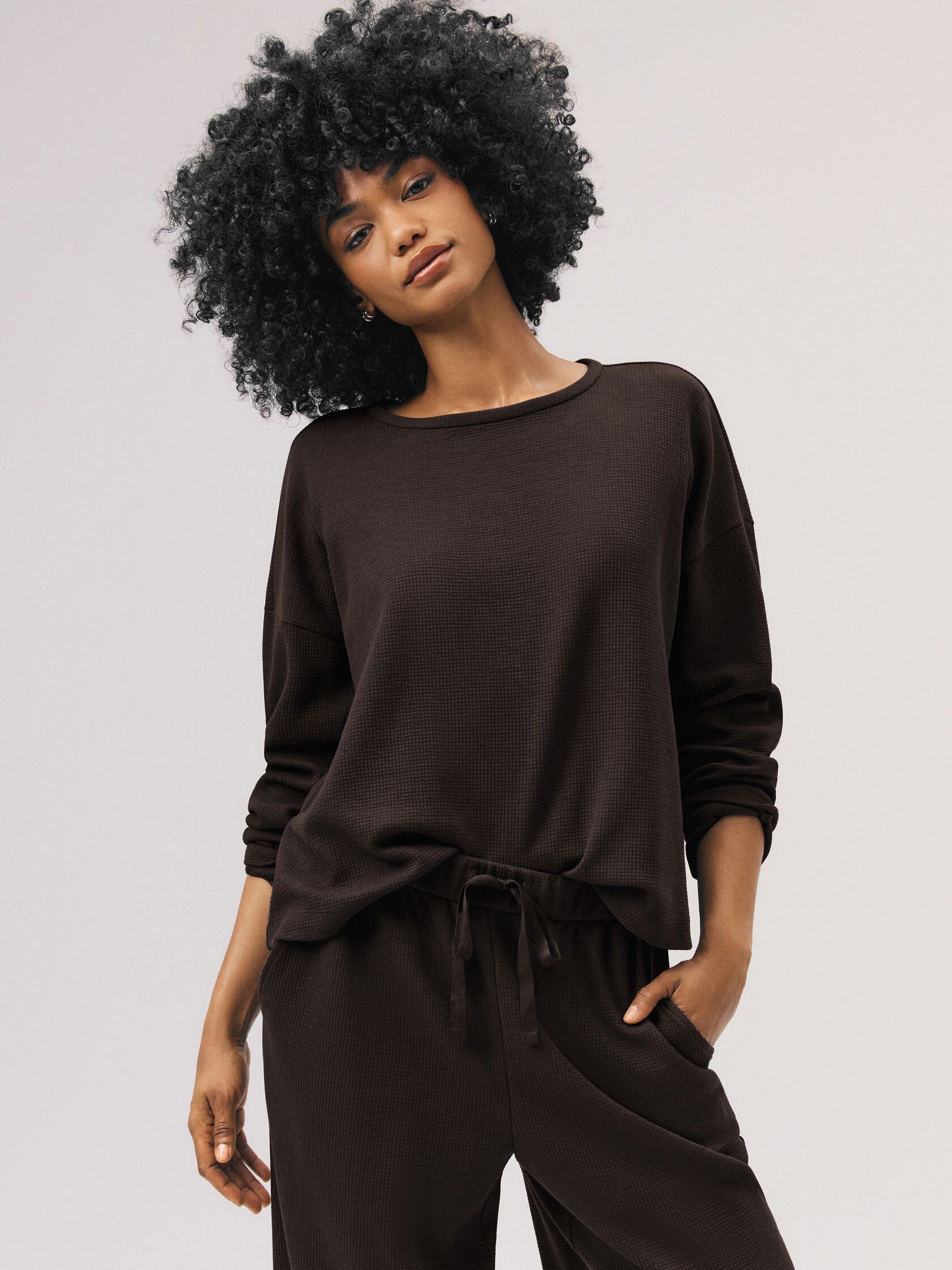 Waffle Cotton Blend Doubleknit Box-Top