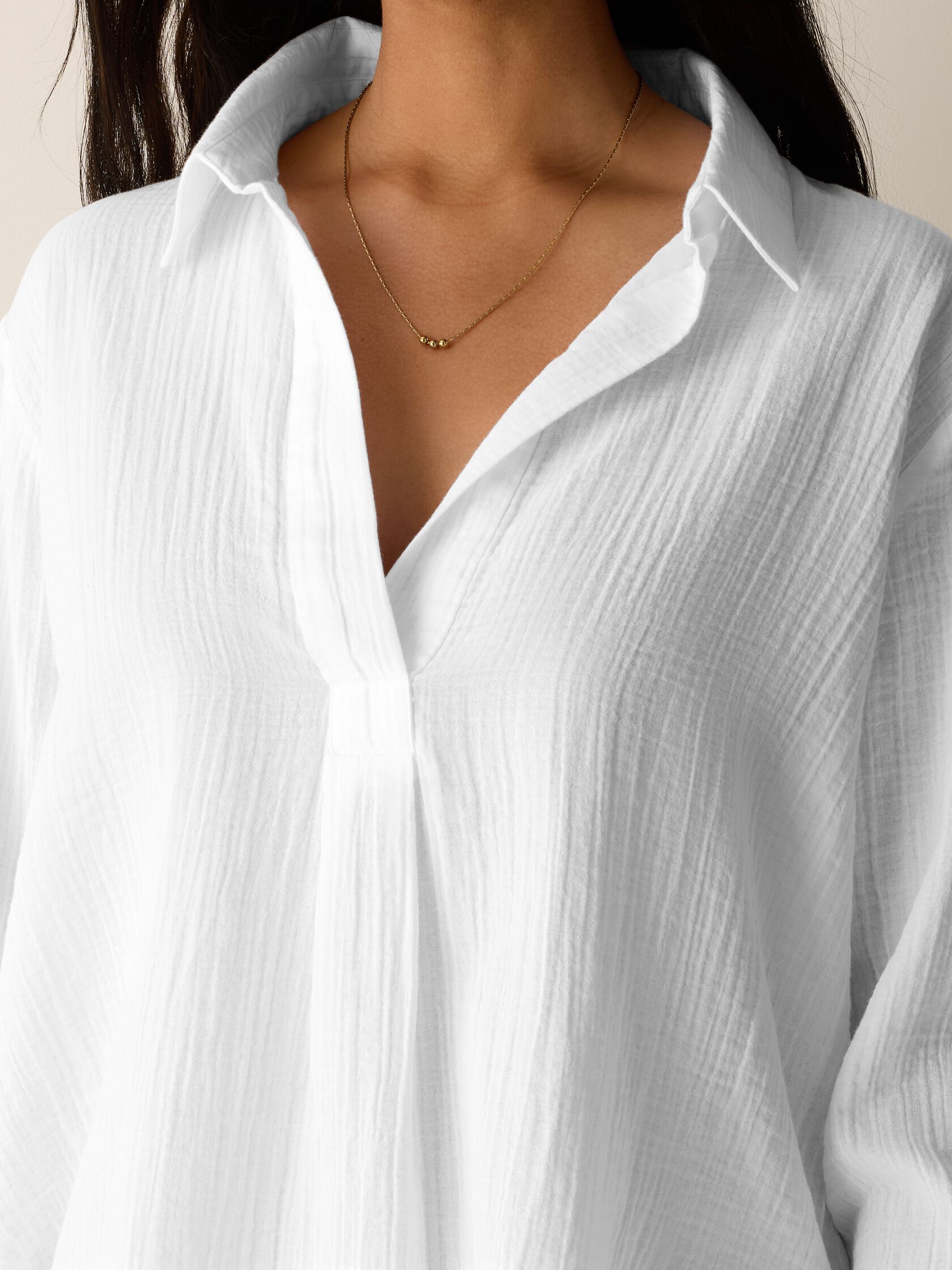 Organic Cotton Ripple Split Neck Top