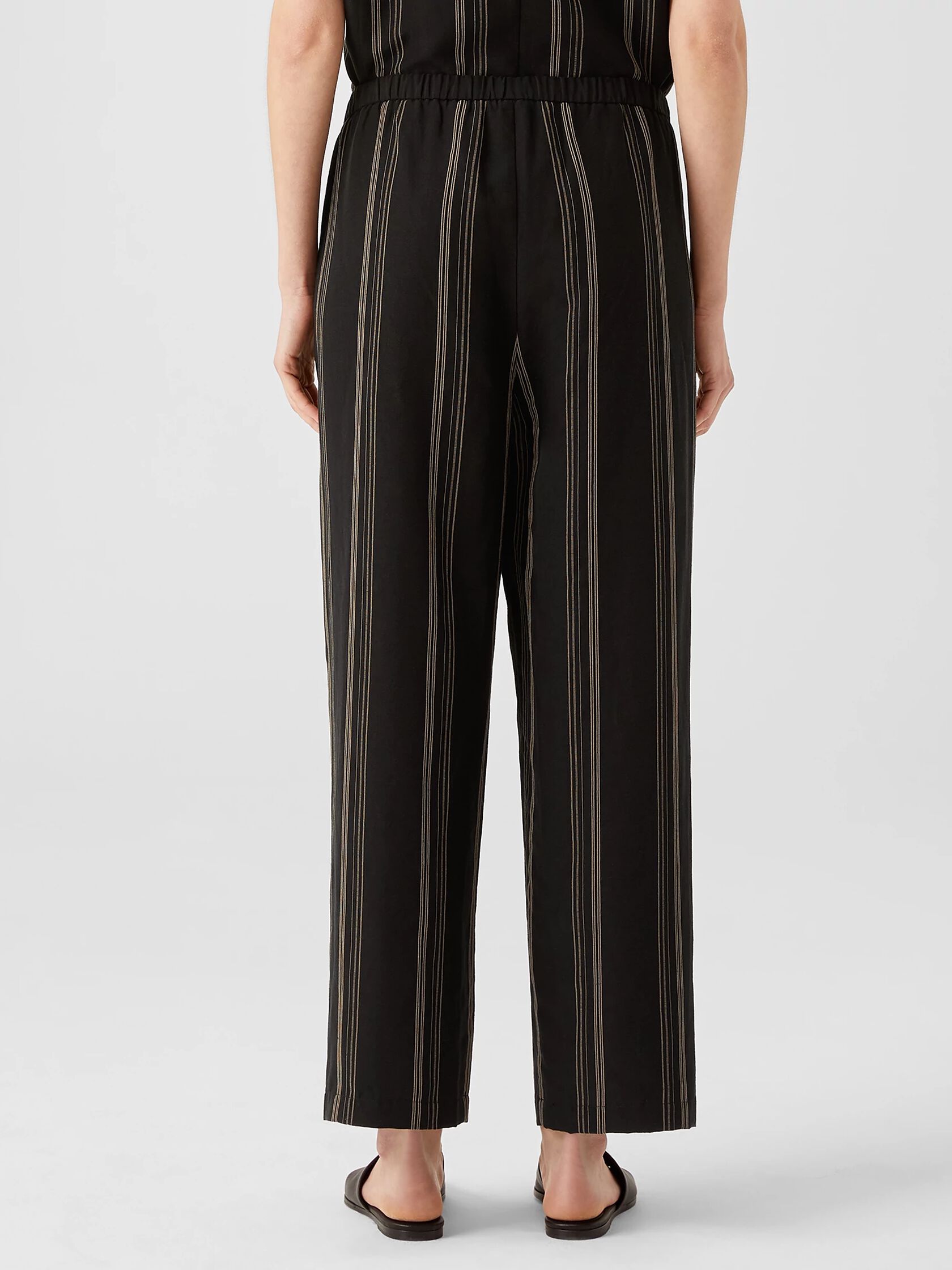 Organic Linen Blend Striped Straight Pant