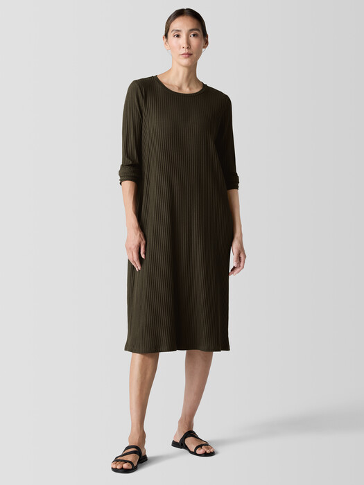 Eileen Fisher Long Sleeve Rib Dress - Wren Eileen Fisher Long Sleeve Rib Dress - Wren