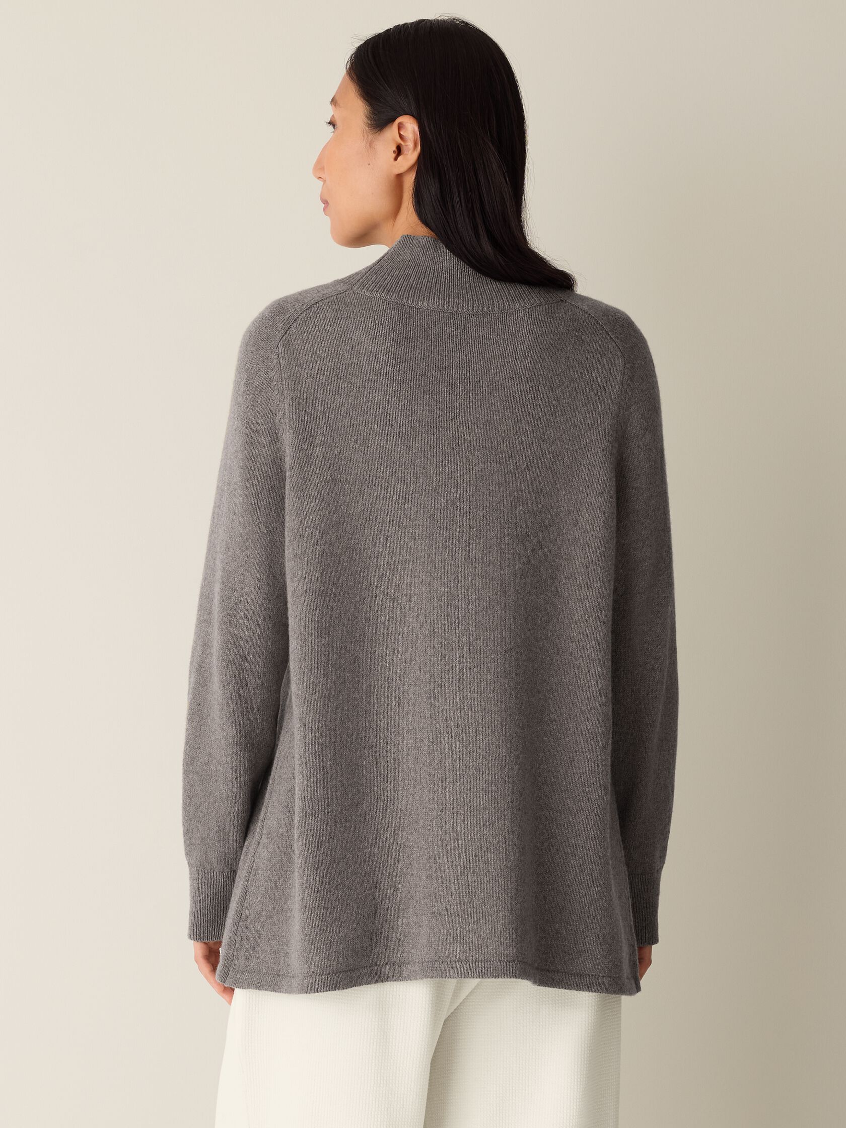 Cotton & Recycled Cashmere Turtleneck Long Top