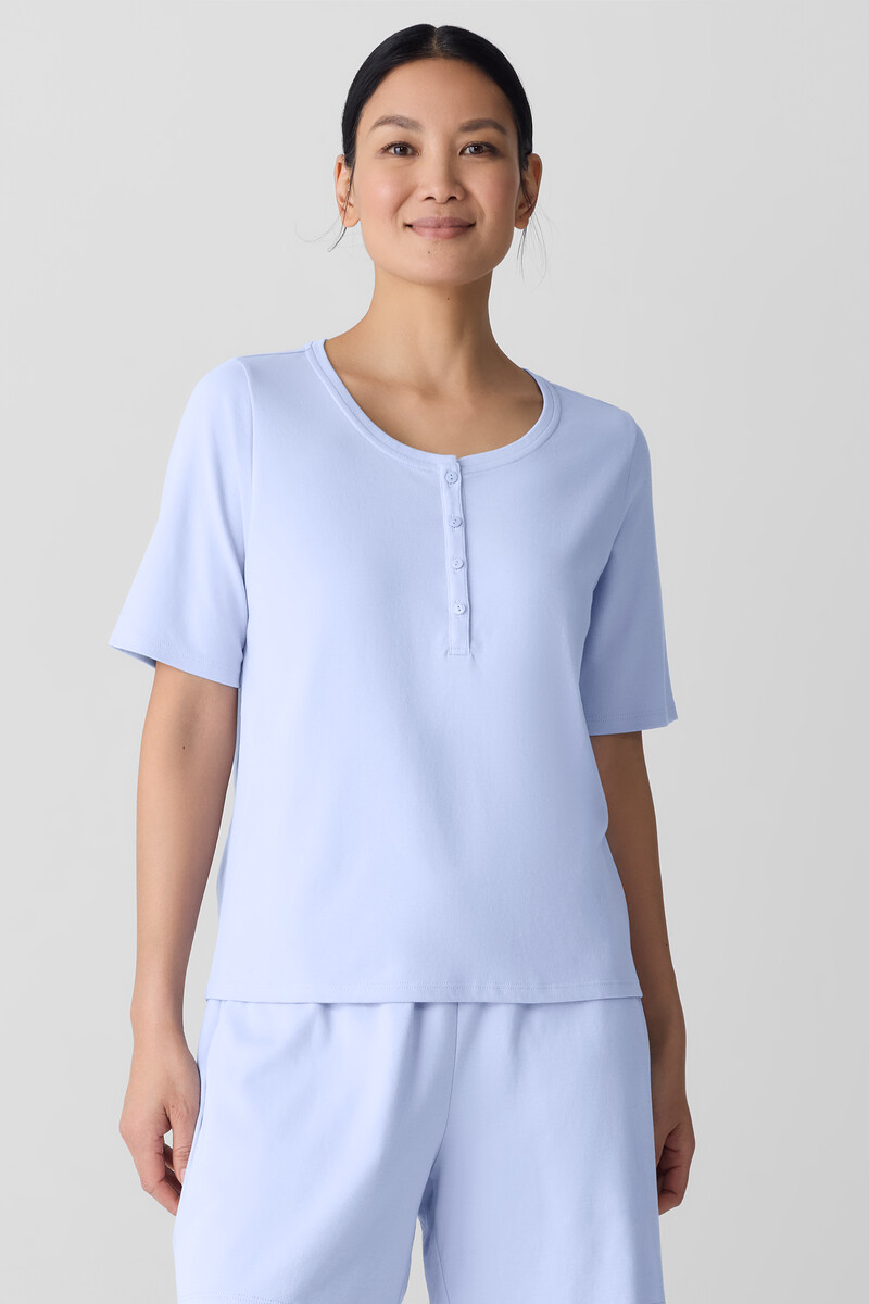 Organic Cotton Interlock Henley Sleep Top Organic Cotton Interlock Henley Sleep Top