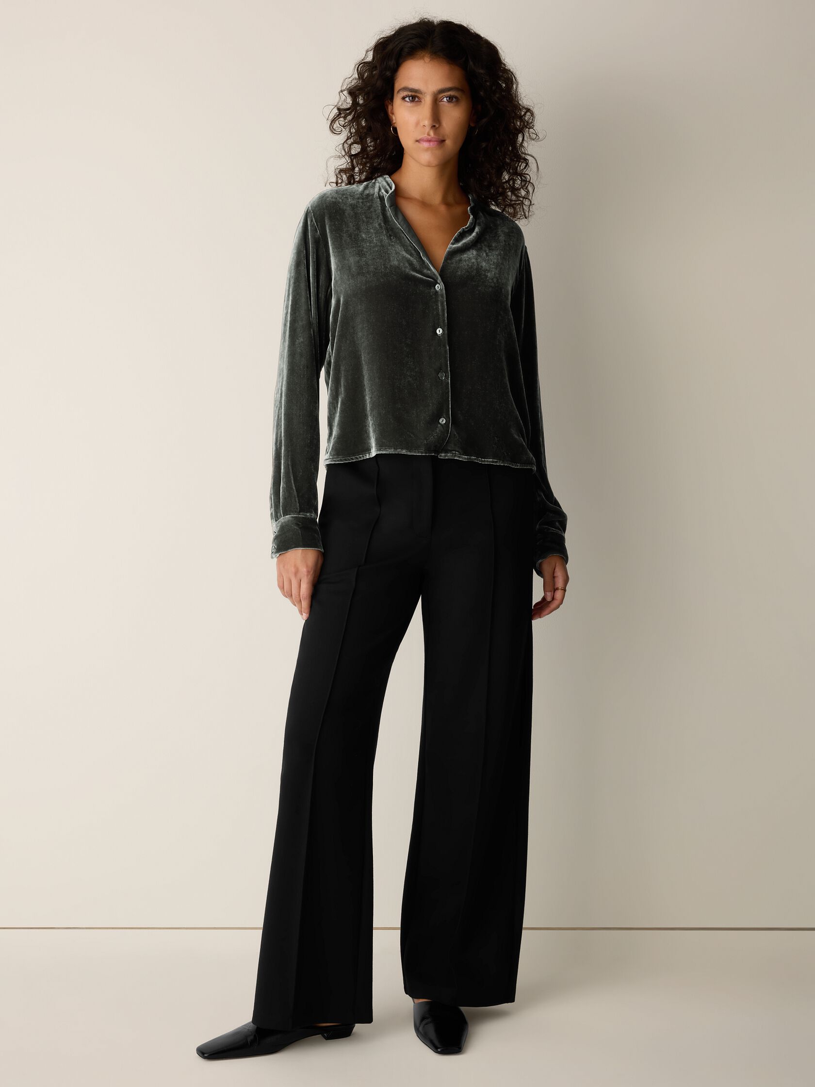 Velvet Band Collar Shirt