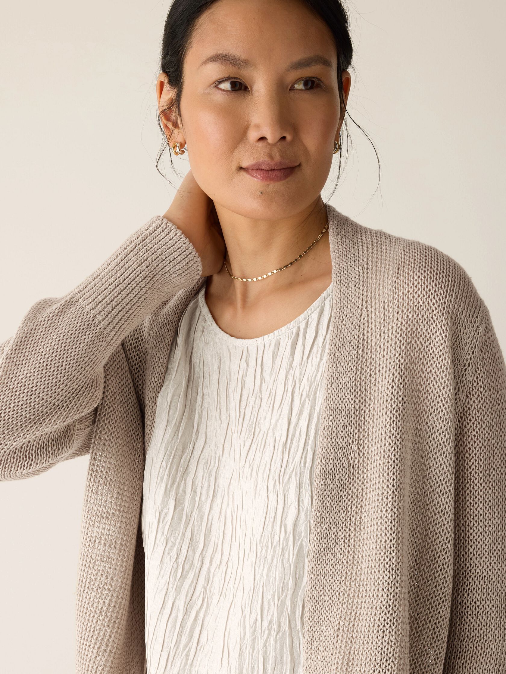 Organic Linen Cotton Cropped Cardigan