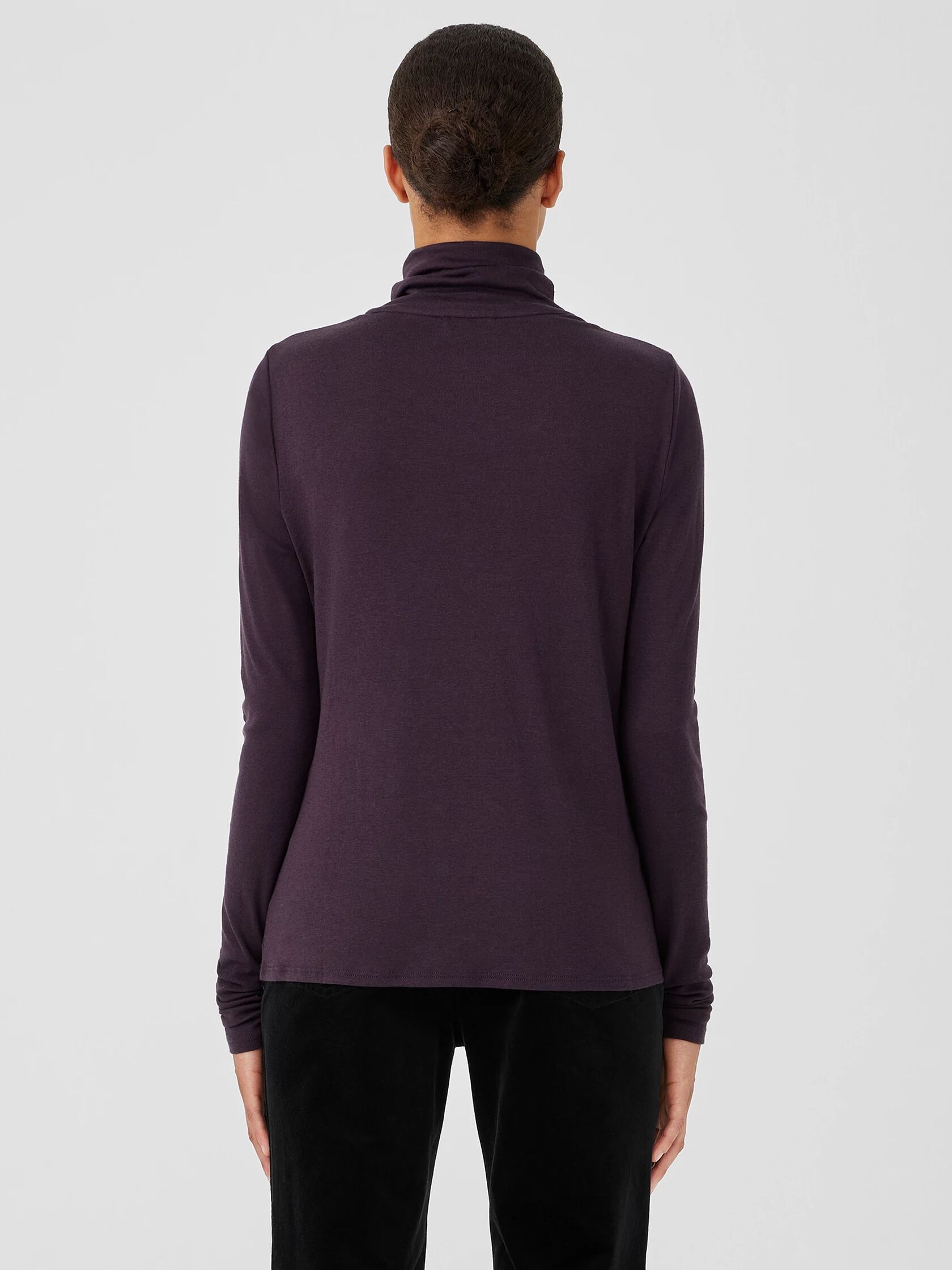 Ribbed Pima Cotton Blend Turtleneck Top