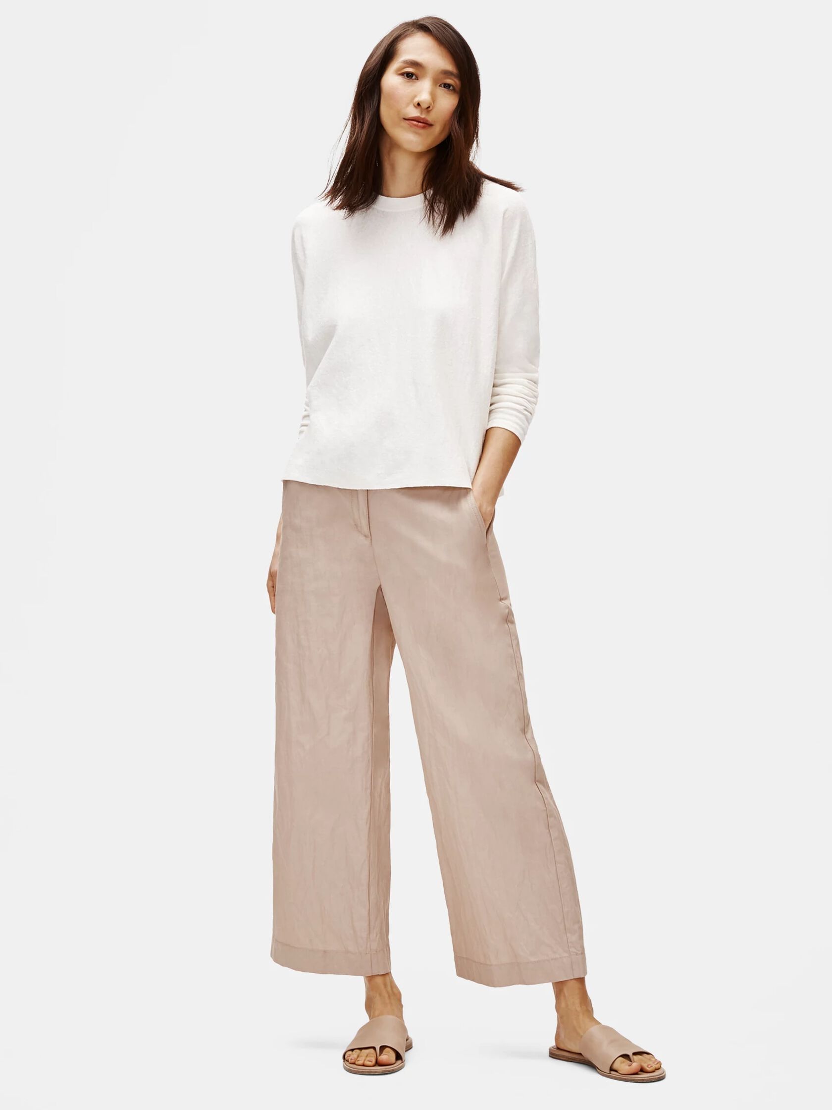 Organic Cotton Steel Wide-Leg Pant | EILEEN FISHER