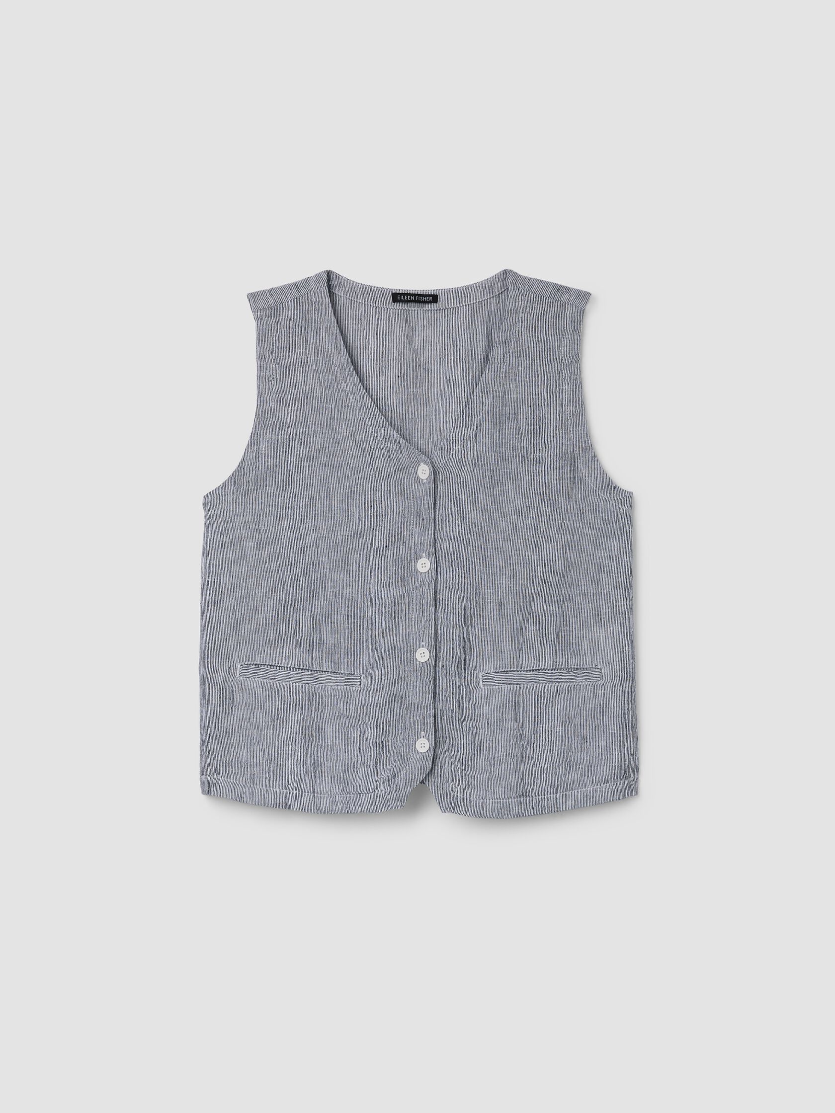 Puckered Organic Linen Stripe Vest