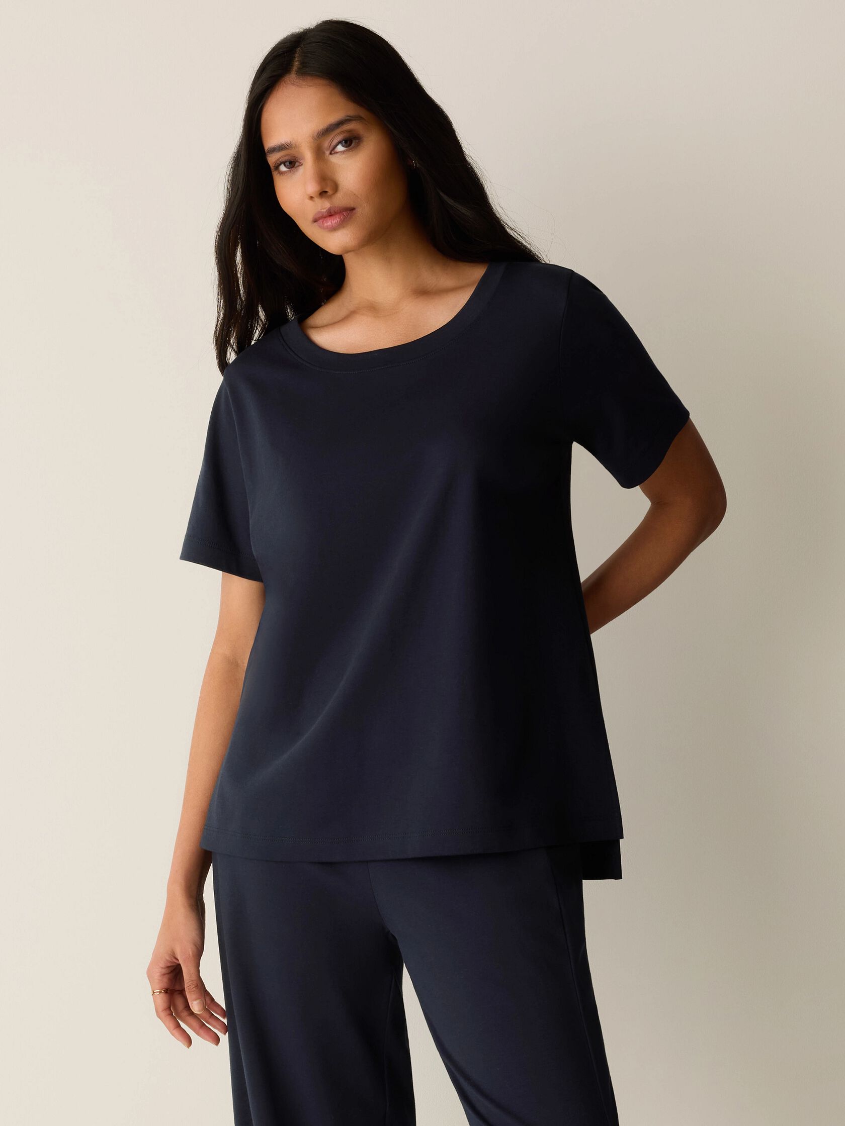 Organic Cotton Interlock Jewel Neck Sleep Tee