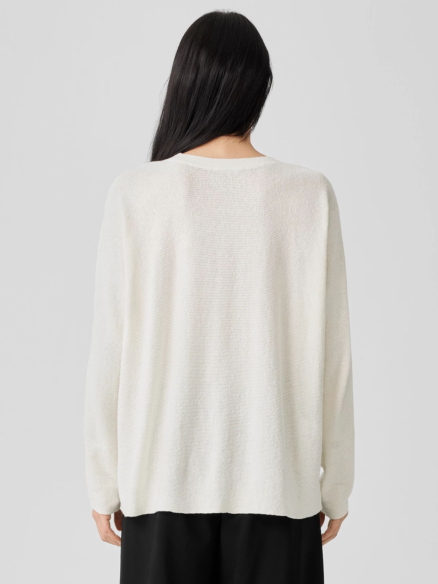 Linen Crepe Stretch Crew Neck Top