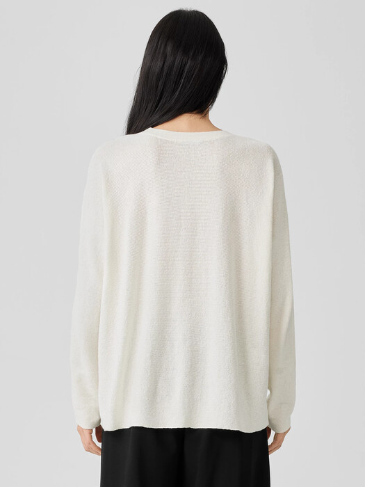 Linen Crepe Stretch Crew Neck Top