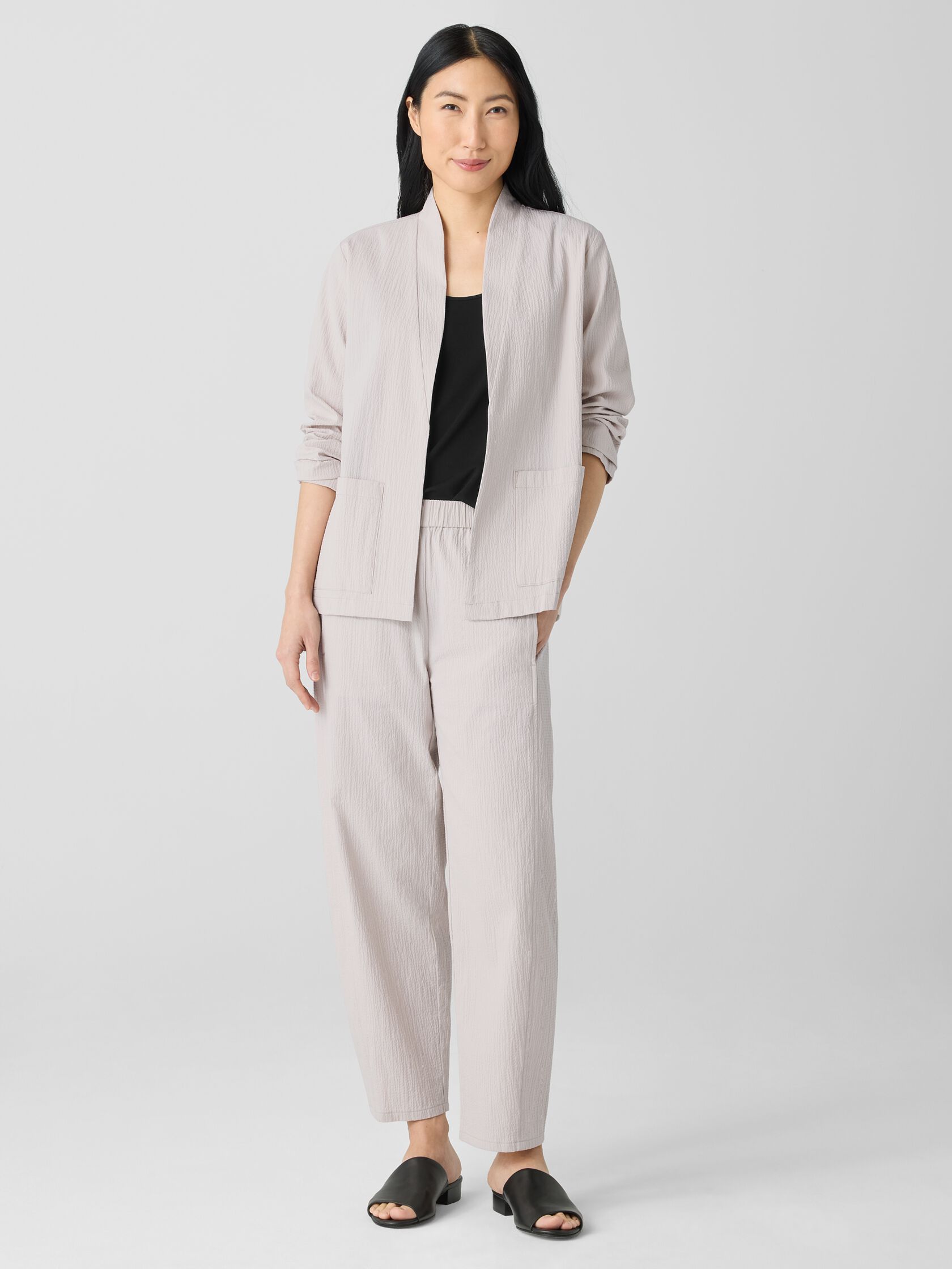Organic Cotton Pucker High Collar Jacket