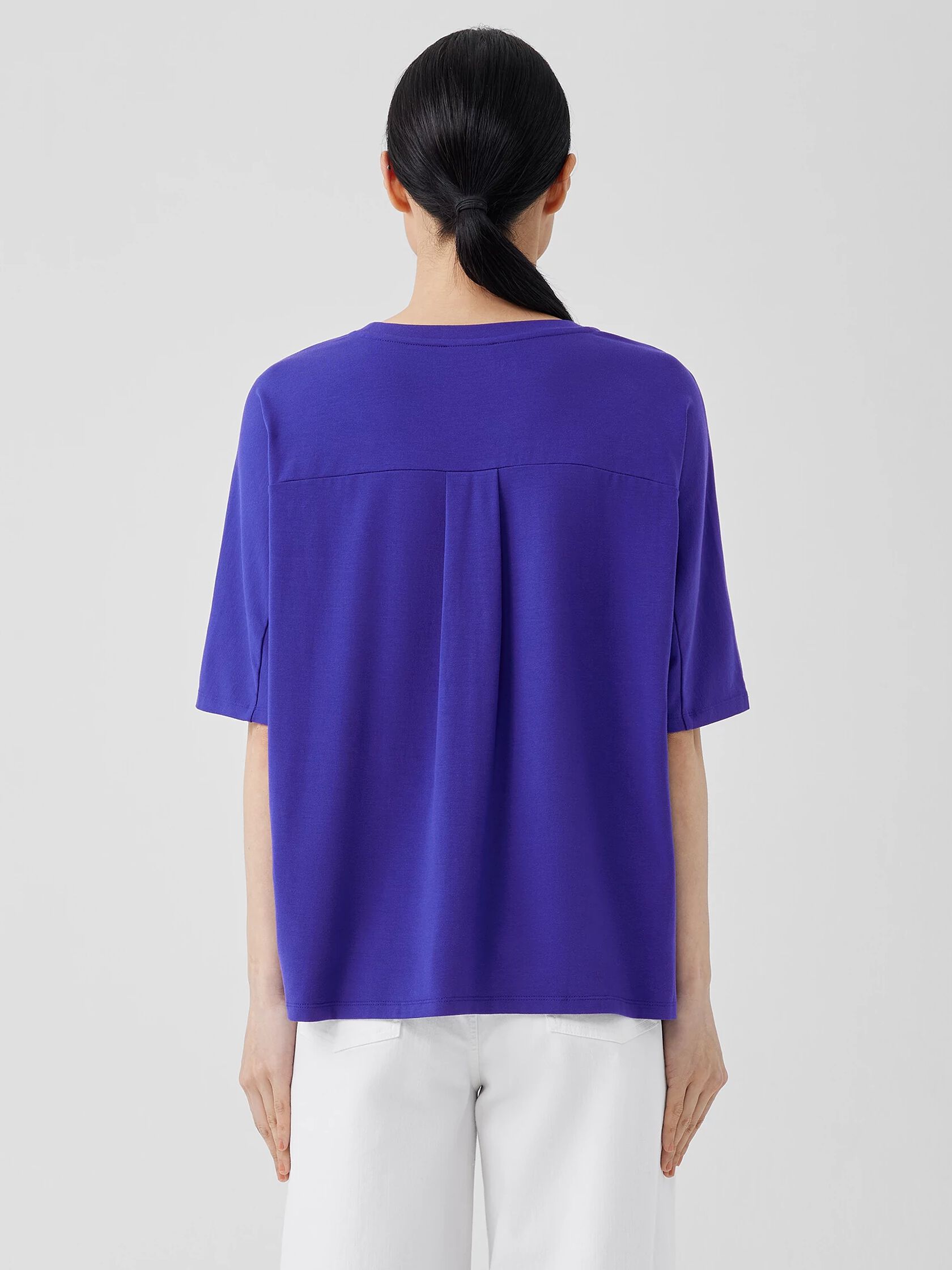 Stretch Jersey Knit Crew Neck Tee