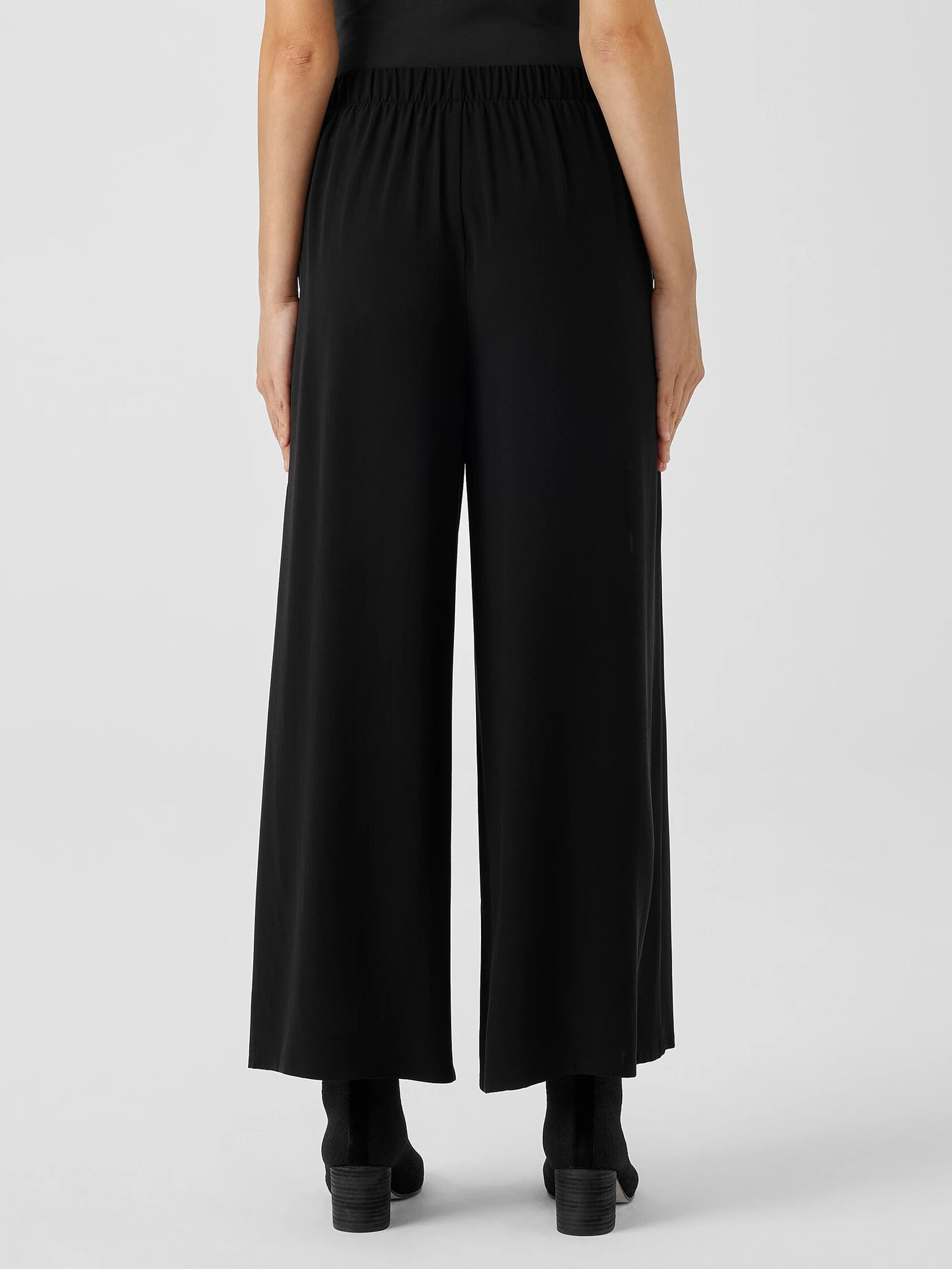 Silk Georgette Crepe Wide-Leg Pant