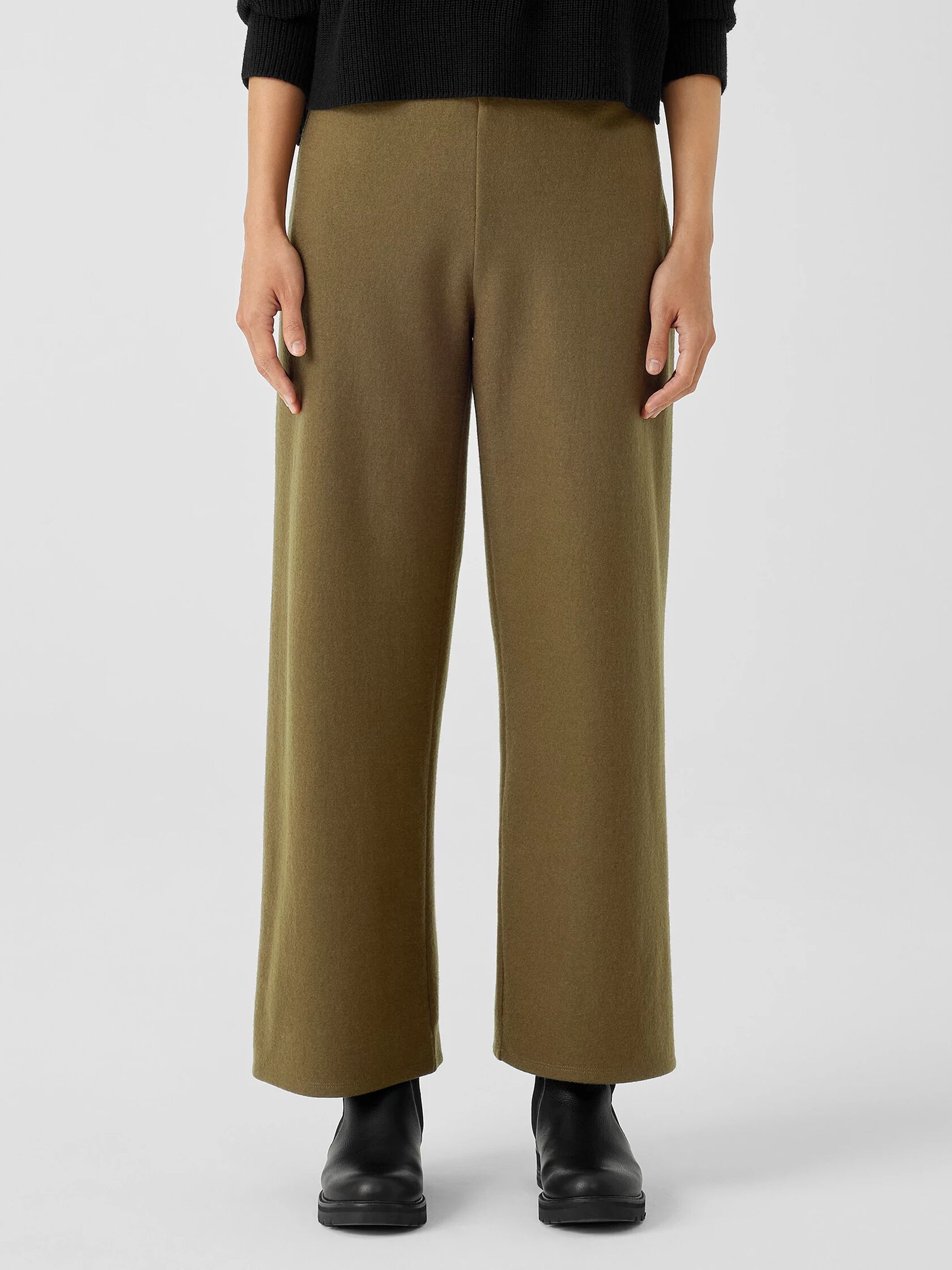 Boiled Wool Jersey Wide-Leg Pant