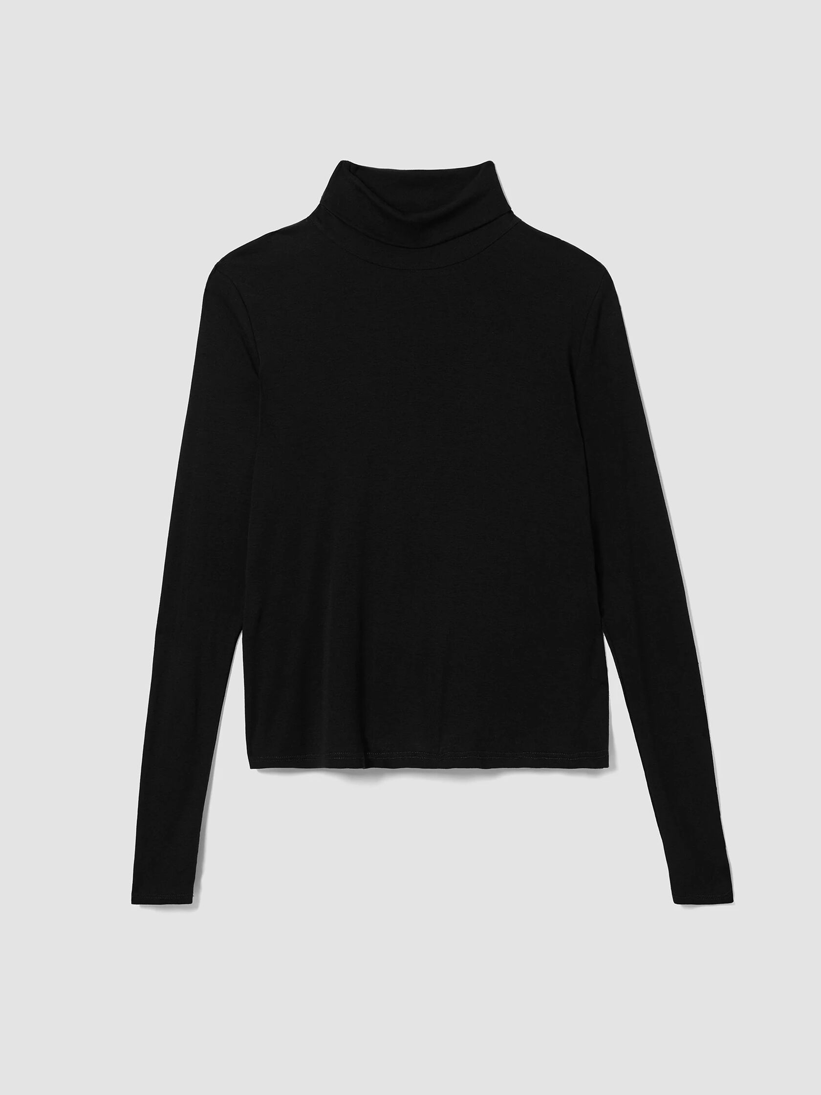 Ribbed Pima Cotton Blend Turtleneck Top