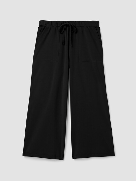 Pima Cotton Stretch Jersey Wide-Leg Pant