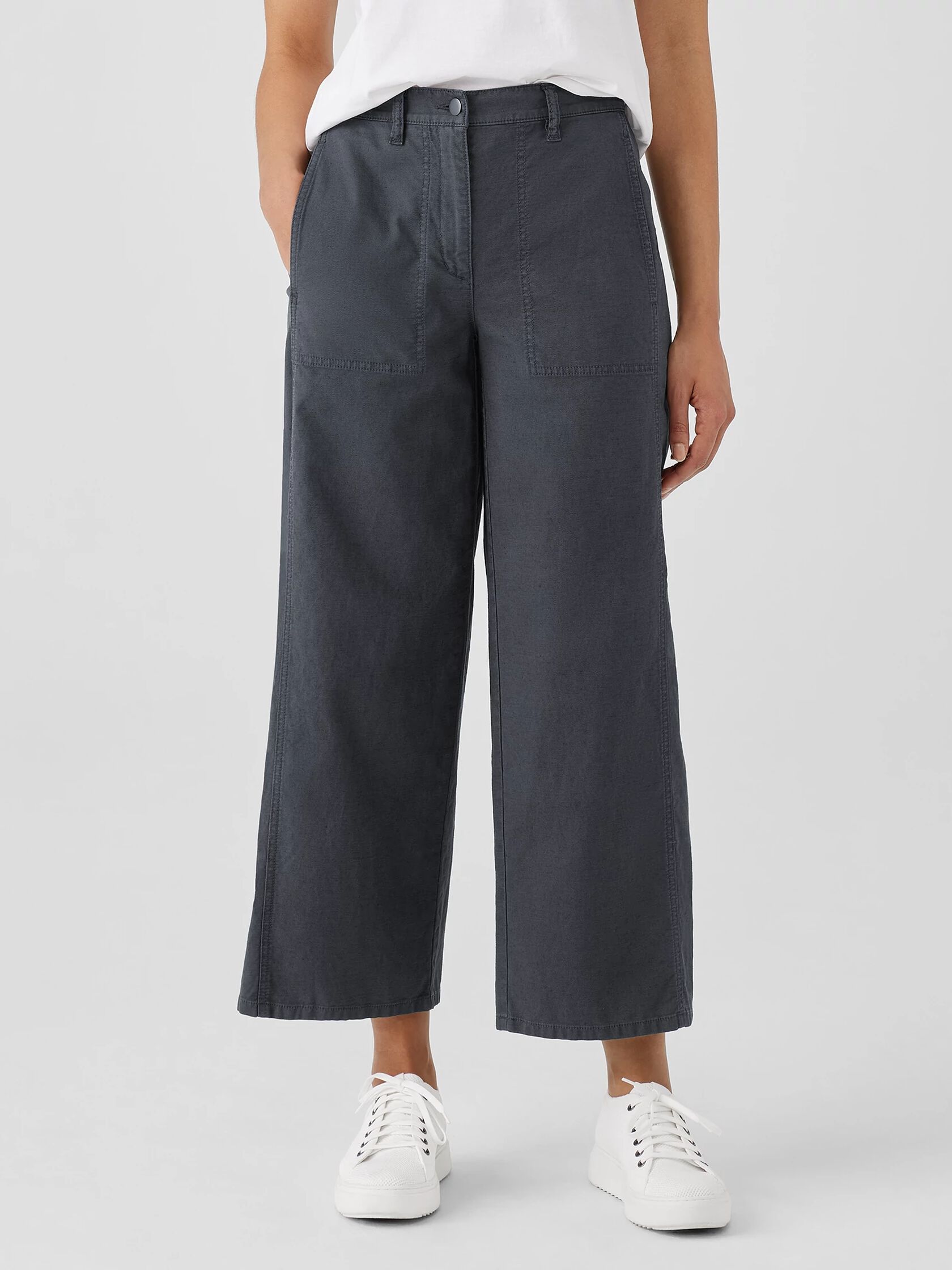 Cotton Hemp Stretch Wide-Leg Pant