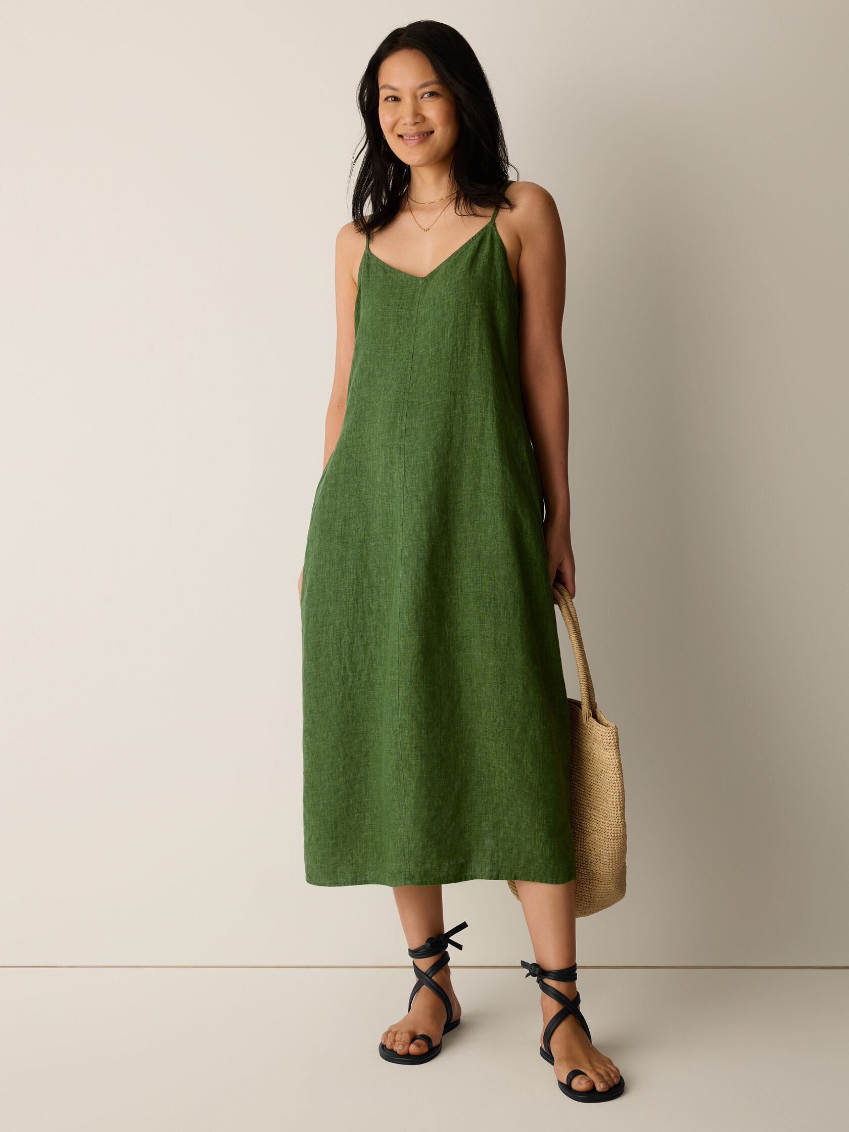 Washed Organic Linen D&eacute;lav&eacute; Lantern Dress