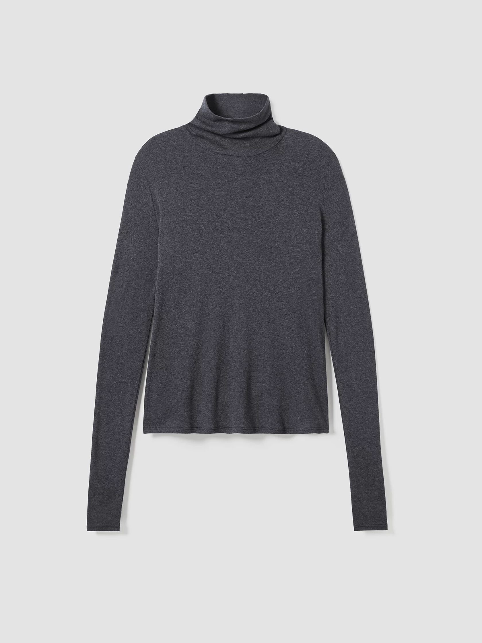 Ribbed Pima Cotton Blend Turtleneck Top | EILEEN FISHER