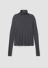 Ribbed Pima Cotton Blend Turtleneck Top