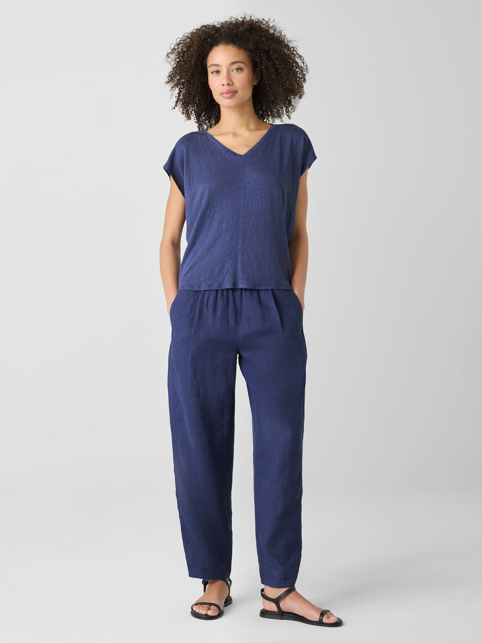 Organic Linen Jersey V-Neck Tee