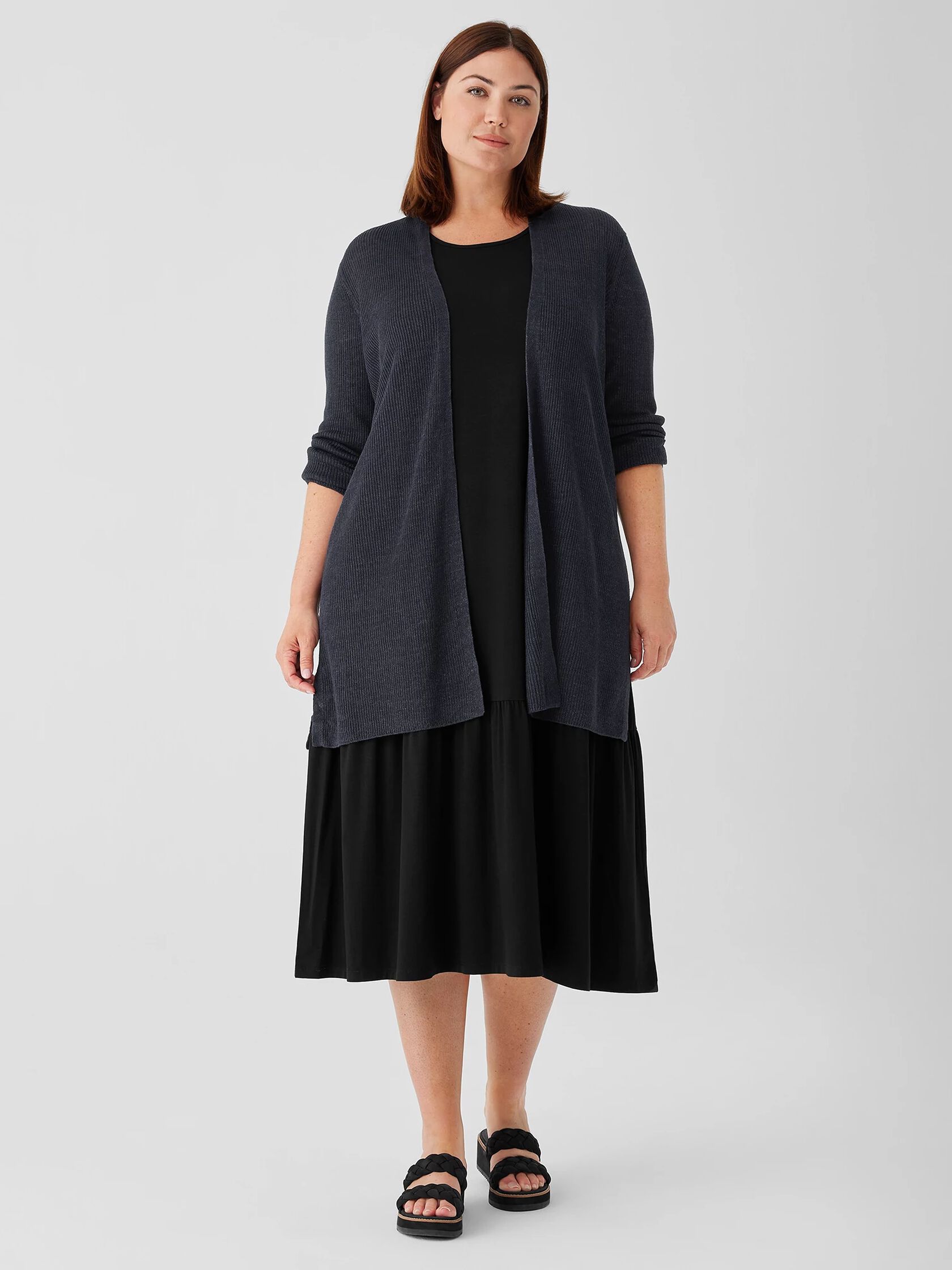 Organic Linen Délavé Rib Long Cardigan