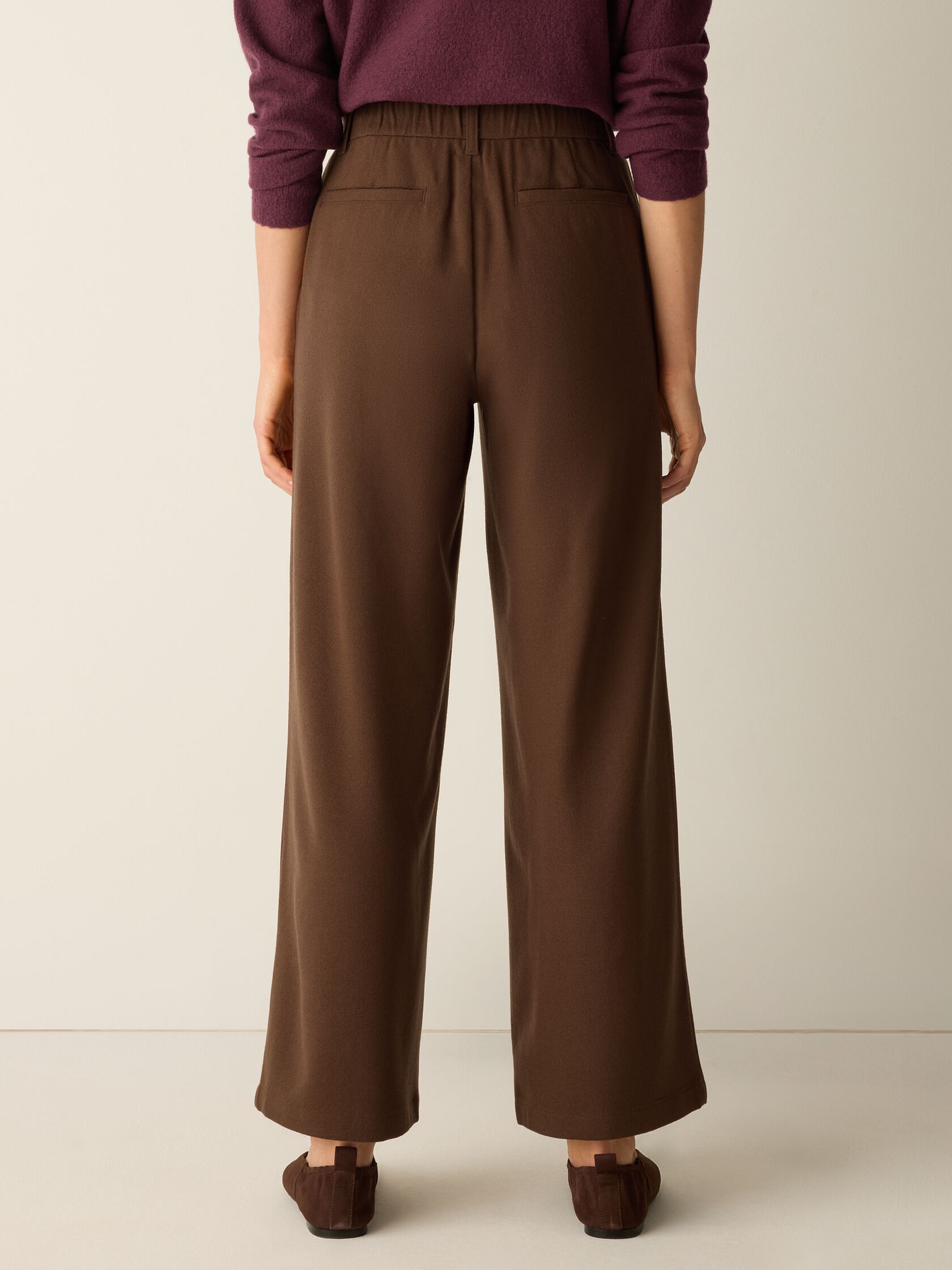Stretch Wool Crepe Wide-Leg Trouser