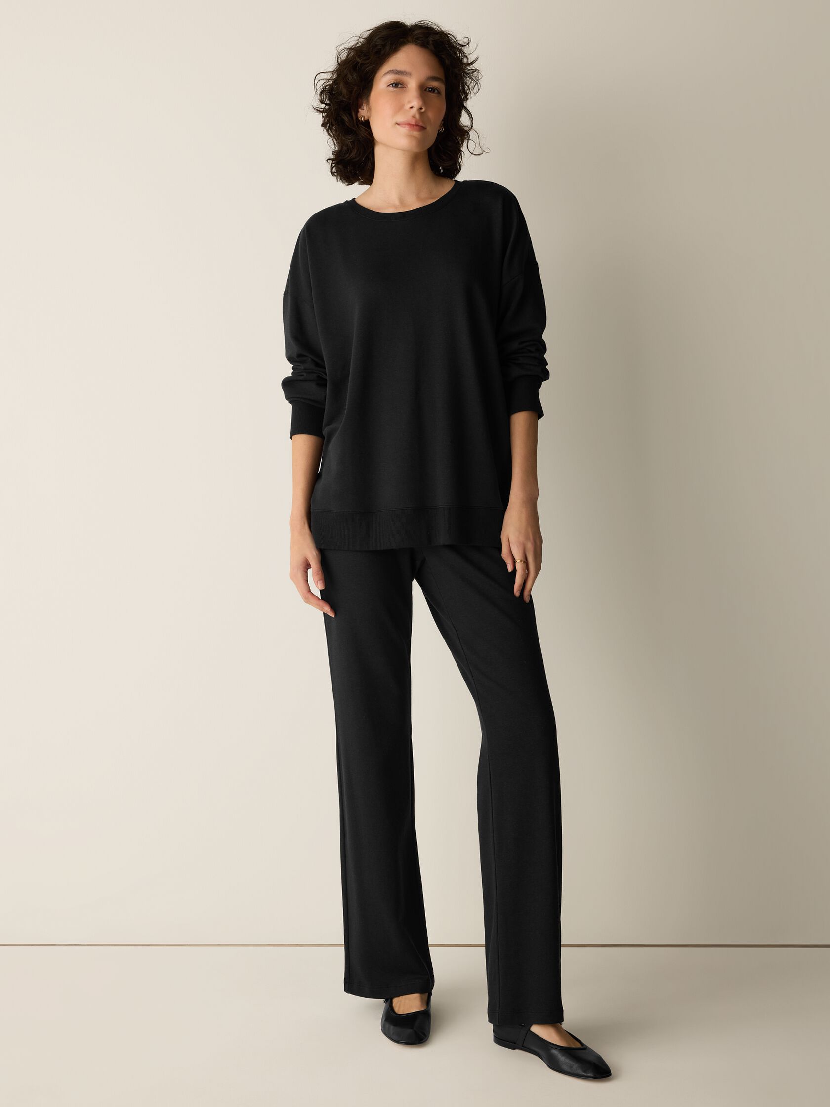 Cozy Brushed Terry Hug Crew Neck Long Top
