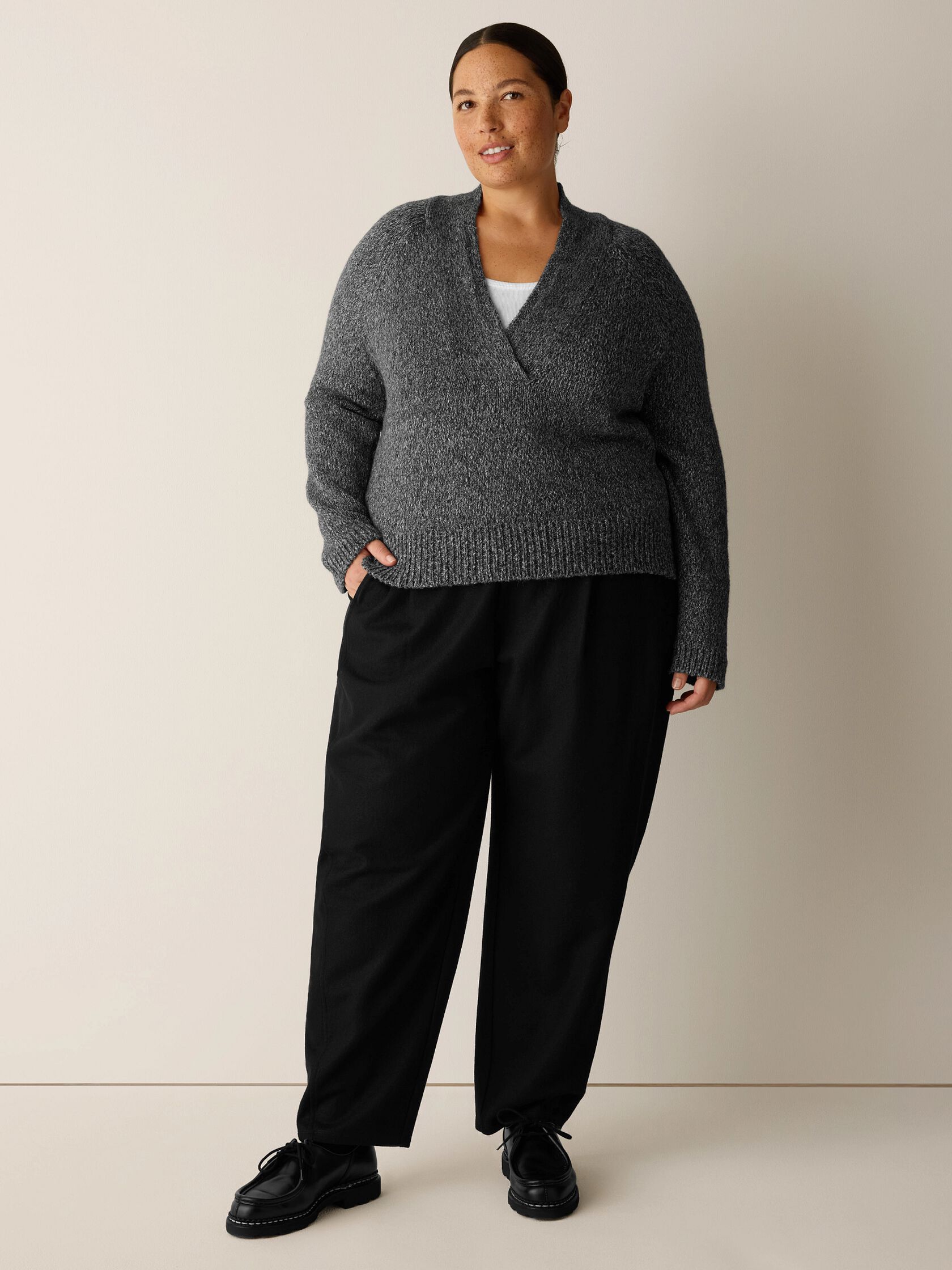 Peruvian Baby Alpaca & Cotton V-Neck Top