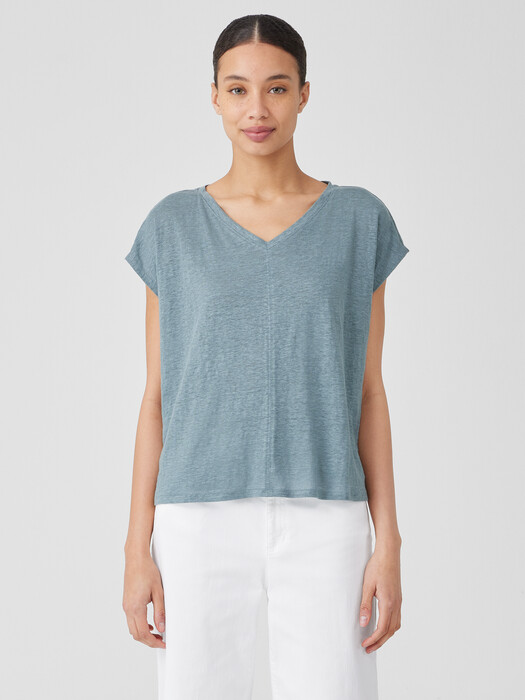 Organic Linen Jersey V-Neck Tee
