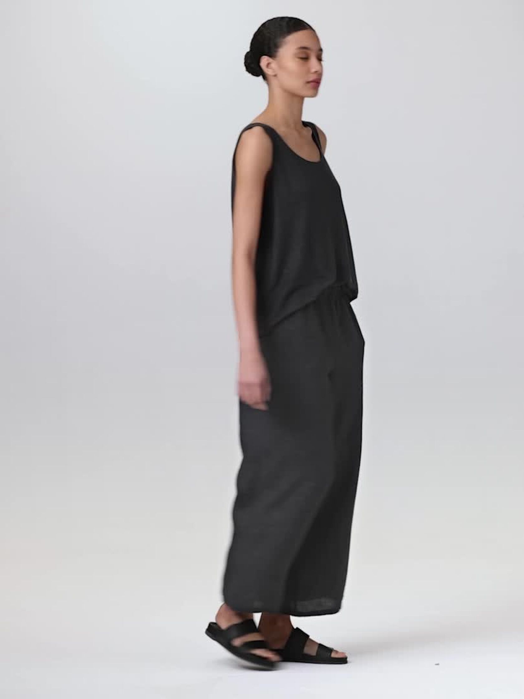 Washed Organic Linen Délavé Wide-Leg Pant