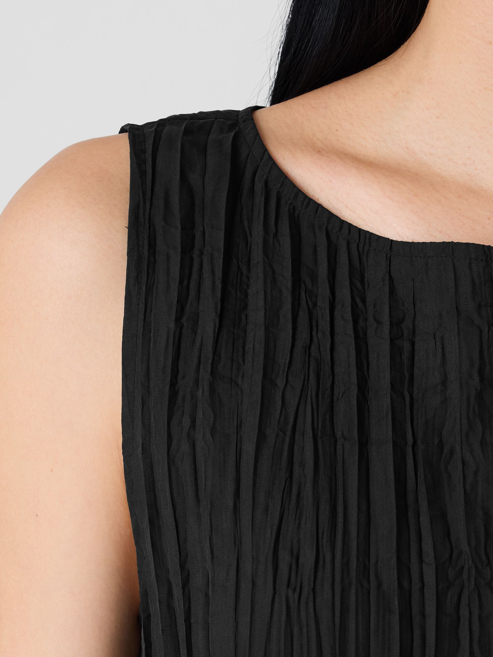 Crinkle Silk Habutai Bateau Neck Long Top