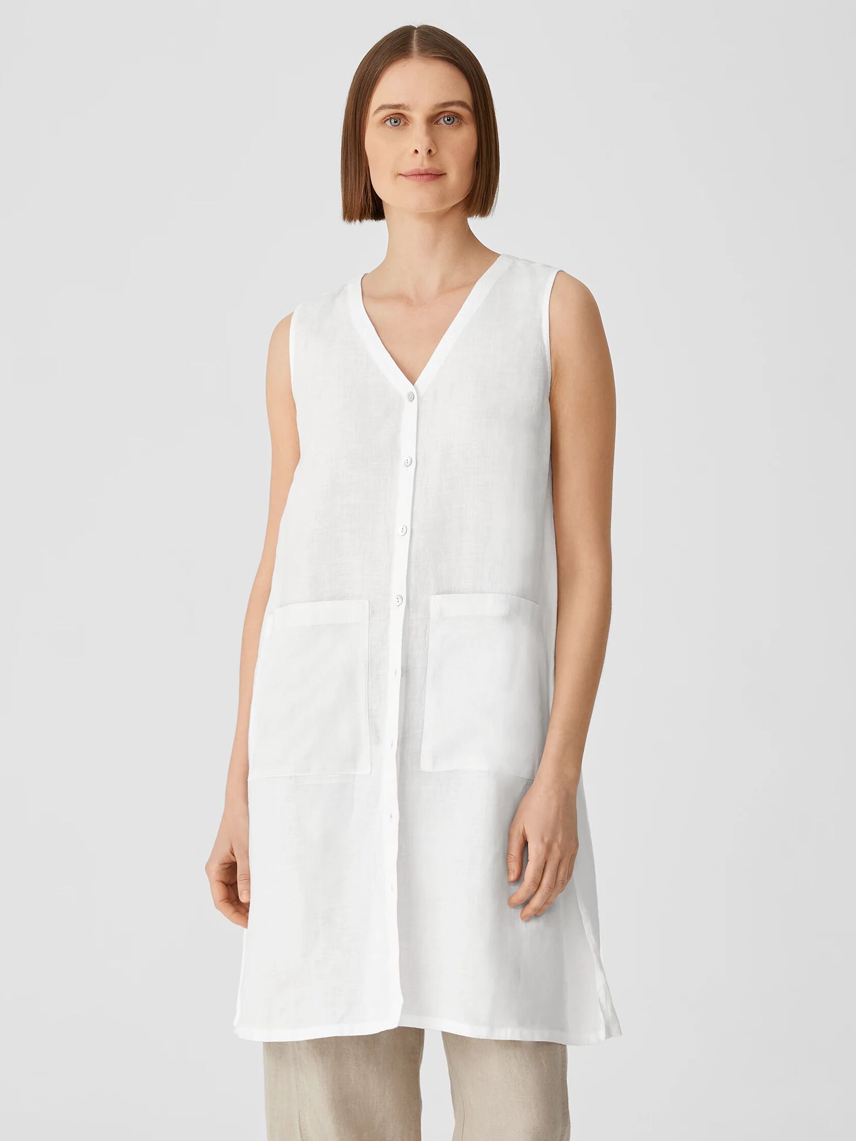Organic Handkerchief Linen V-Neck Long Top